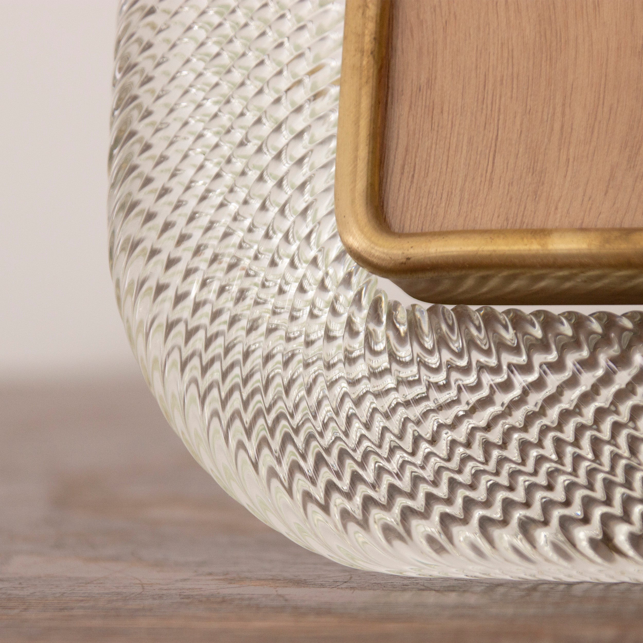 Clear Murano glass picture frame with brass details, 25x19 cm - SoloCoseBelle