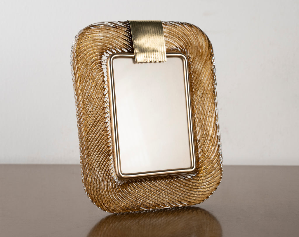 Murano glass picture frame with brass details, 25x19 cm - SoloCoseBelle