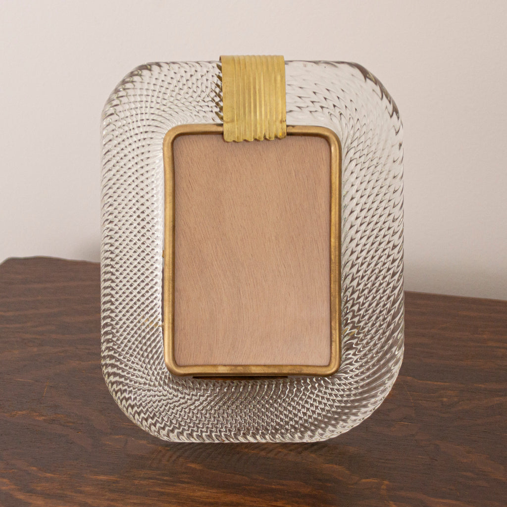 Clear Murano glass picture frame with brass details, 25x19 cm - SoloCoseBelle