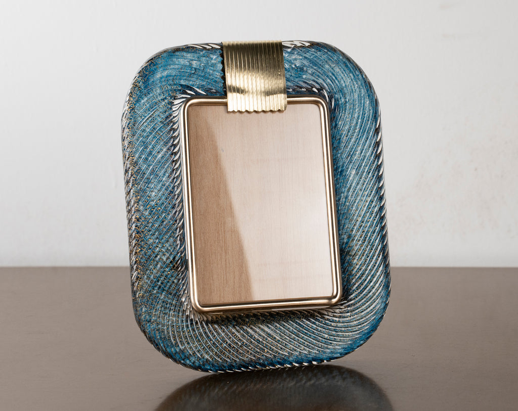 Murano glass picture frame with brass details, 25x19 cm - SoloCoseBelle