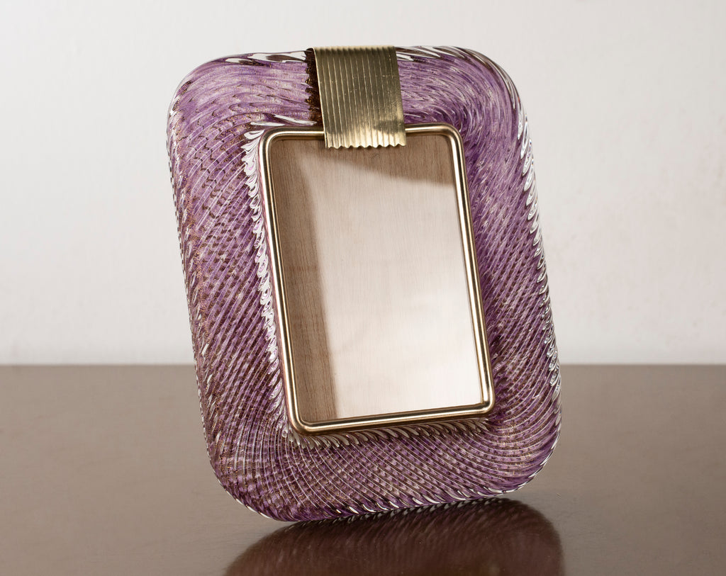 Murano glass picture frame with brass details, 25x19 cm - SoloCoseBelle