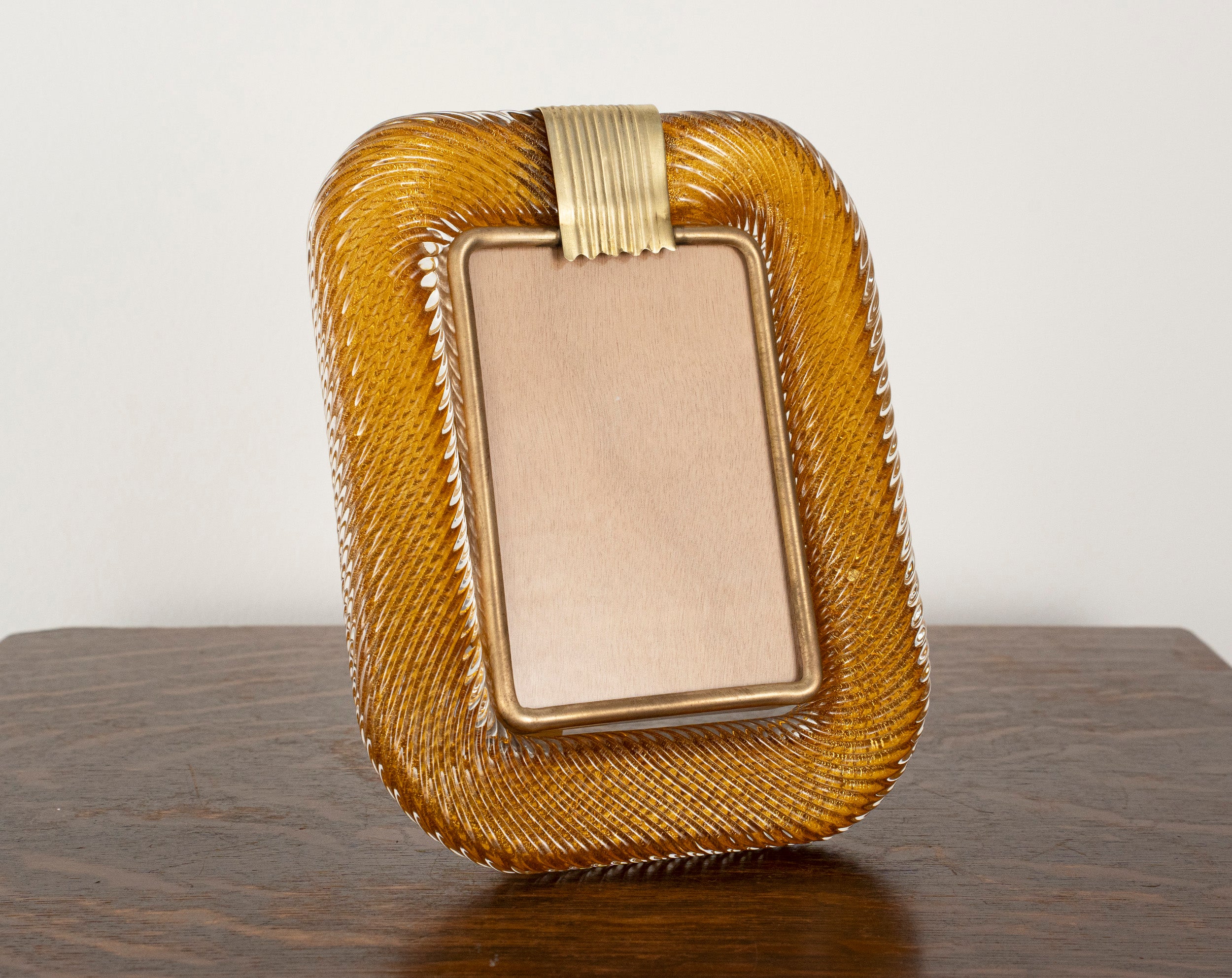 Murano glass picture frame with brass details, 25x19 cm - SoloCoseBelle
