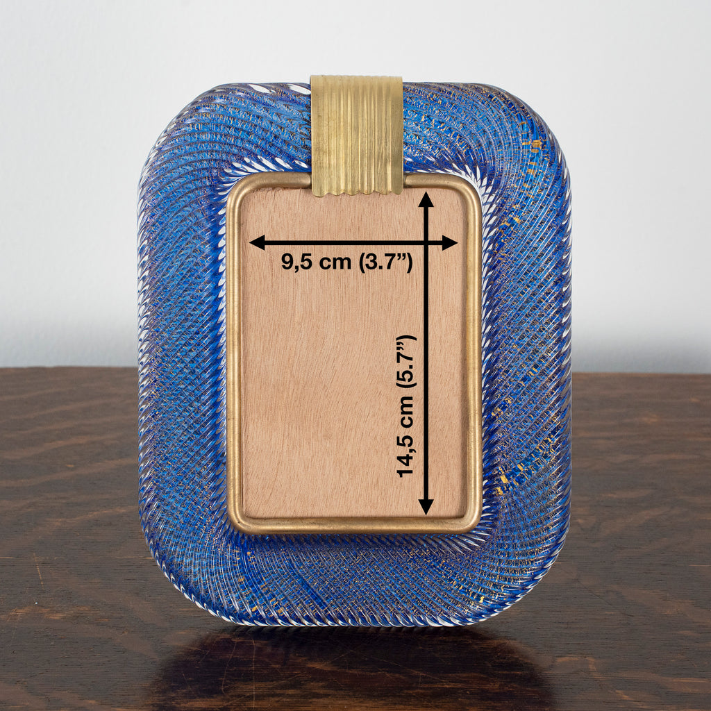 Murano glass picture frame with brass details, 25x19 cm - SoloCoseBelle