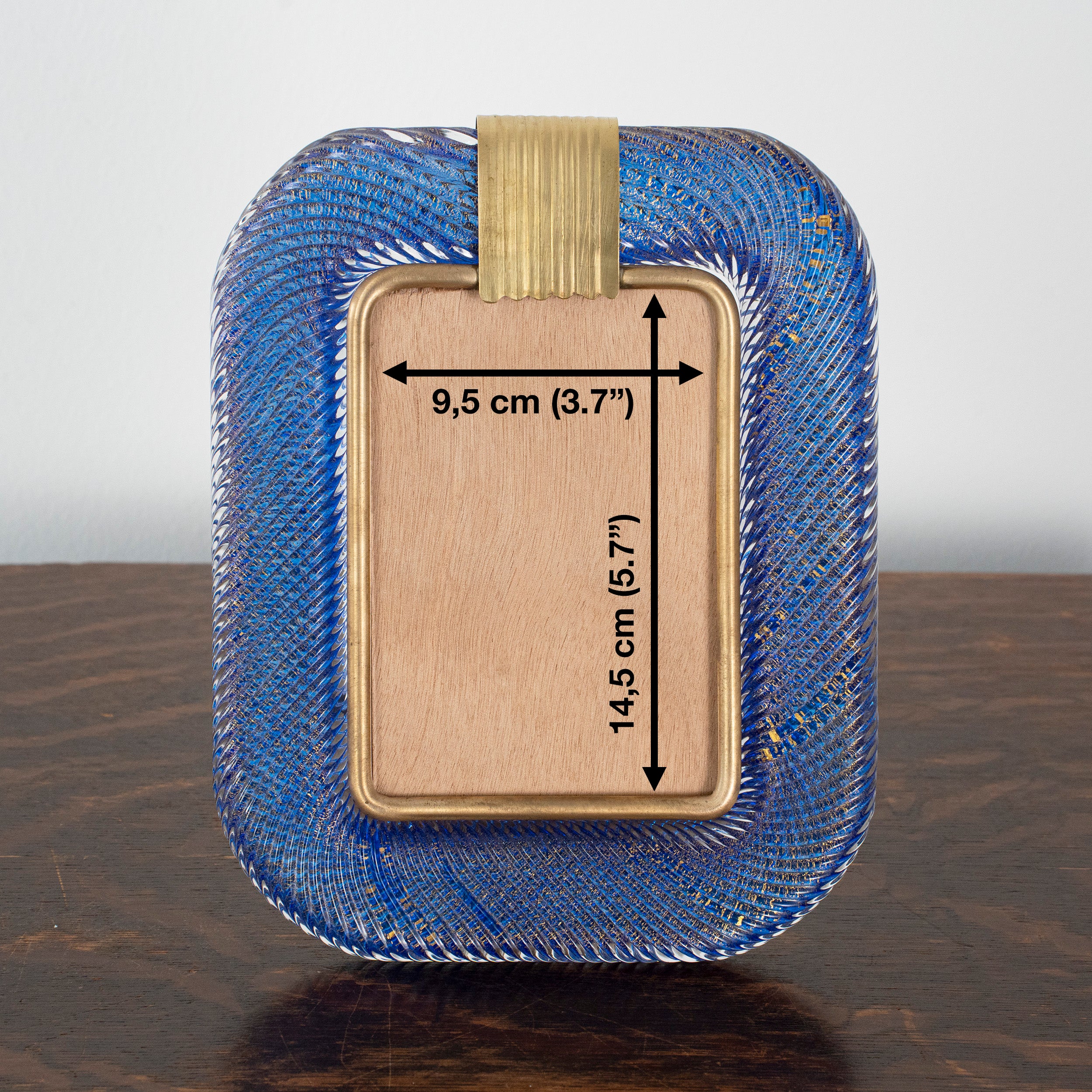 Murano glass picture frame with brass details, 25x19 cm - SoloCoseBelle