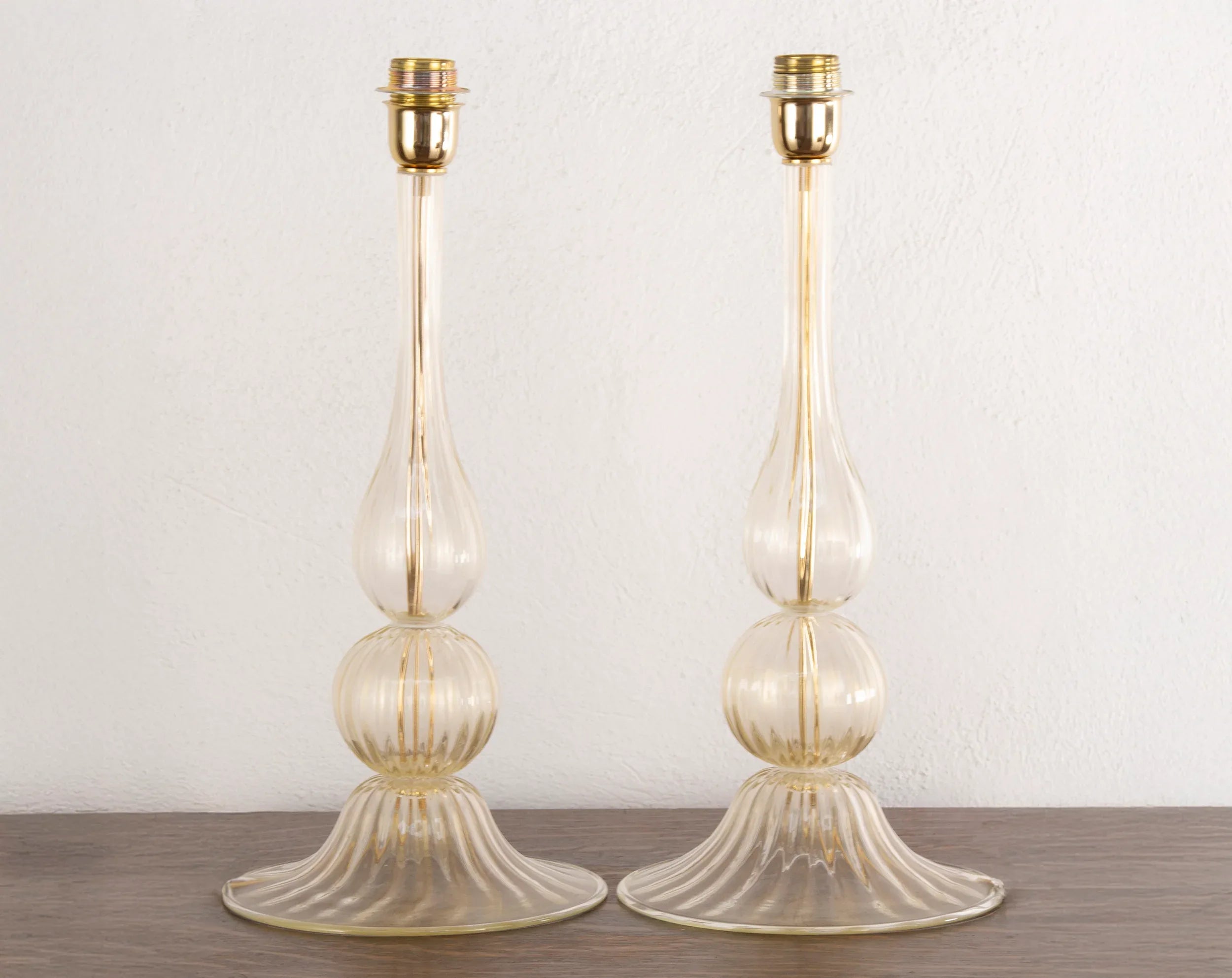 Set of Murano glass table lamp with gold leaf, Made in Italy - SoloCoseBelle
