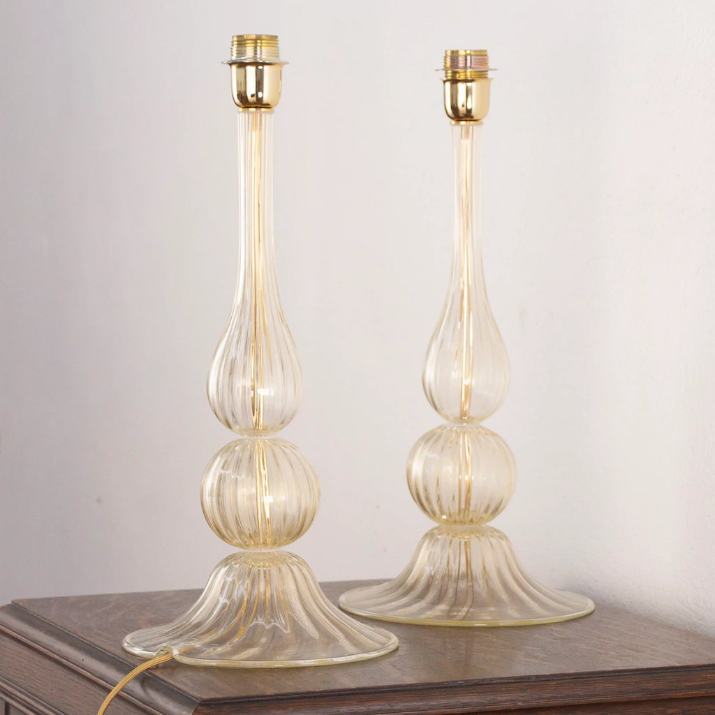 Set of Murano glass table lamp with gold leaf, Made in Italy - SoloCoseBelle