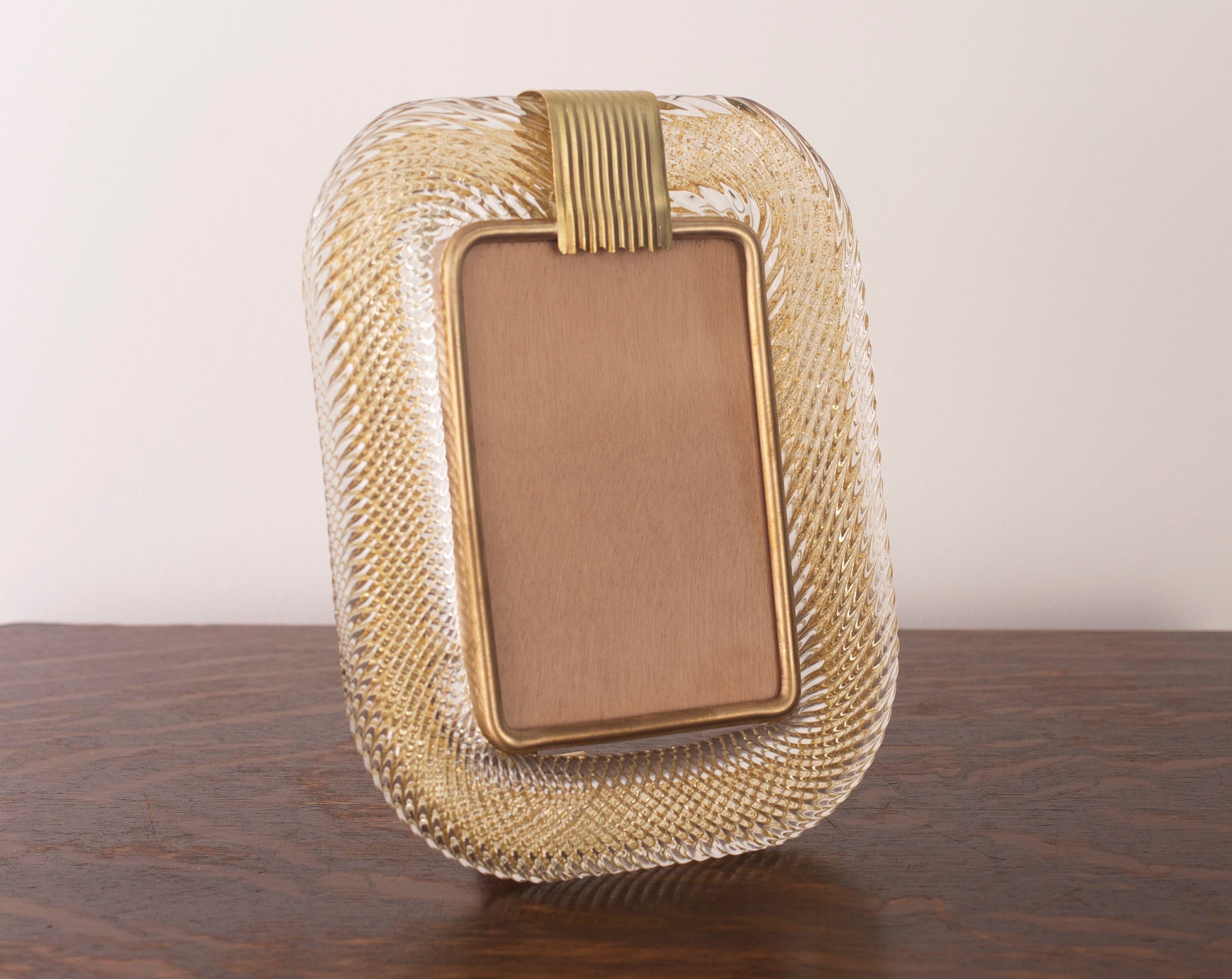 Murano glass picture frame with brass details, 25x19 cm - SoloCoseBelle