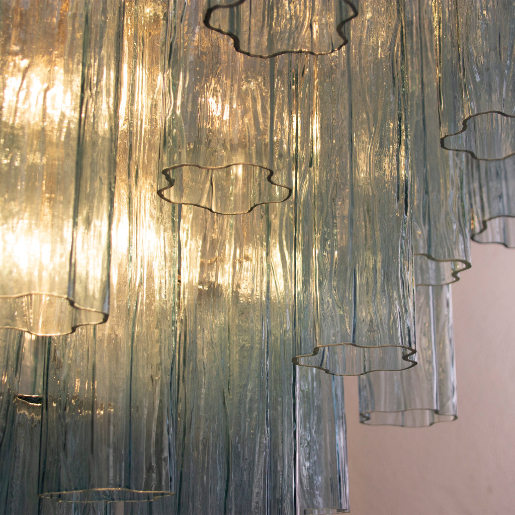 Glass suspension Murano Ø70 cm - Blue Trunks Hand-blown Italy - Mid-Century Modern