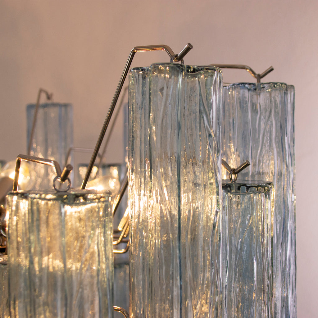 Glass suspension Murano Ø70 cm - Blue Trunks Hand-blown Italy - Mid-Century Modern