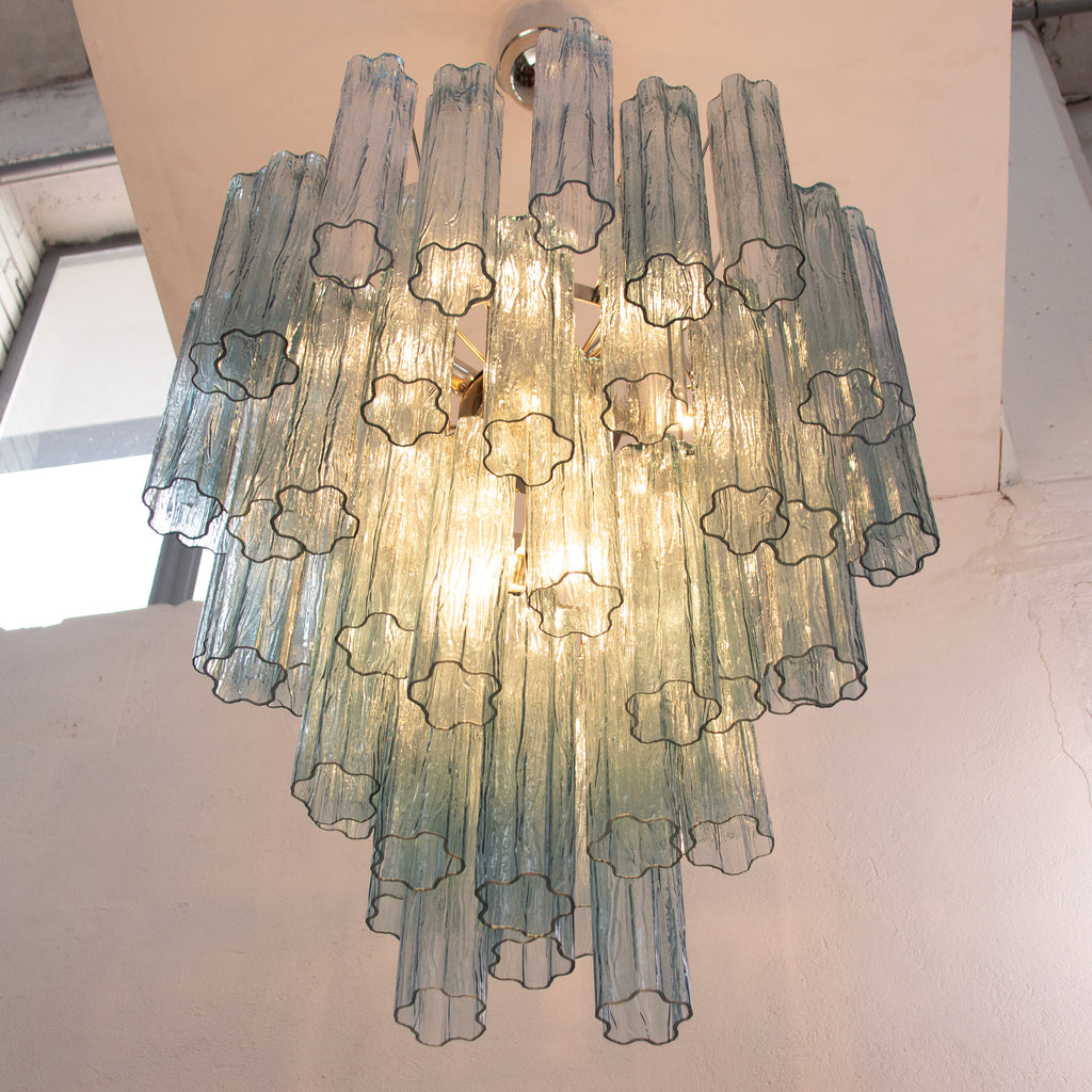 Glass suspension Murano Ø70 cm - Blue Trunks Hand-blown Italy - Mid-Century Modern