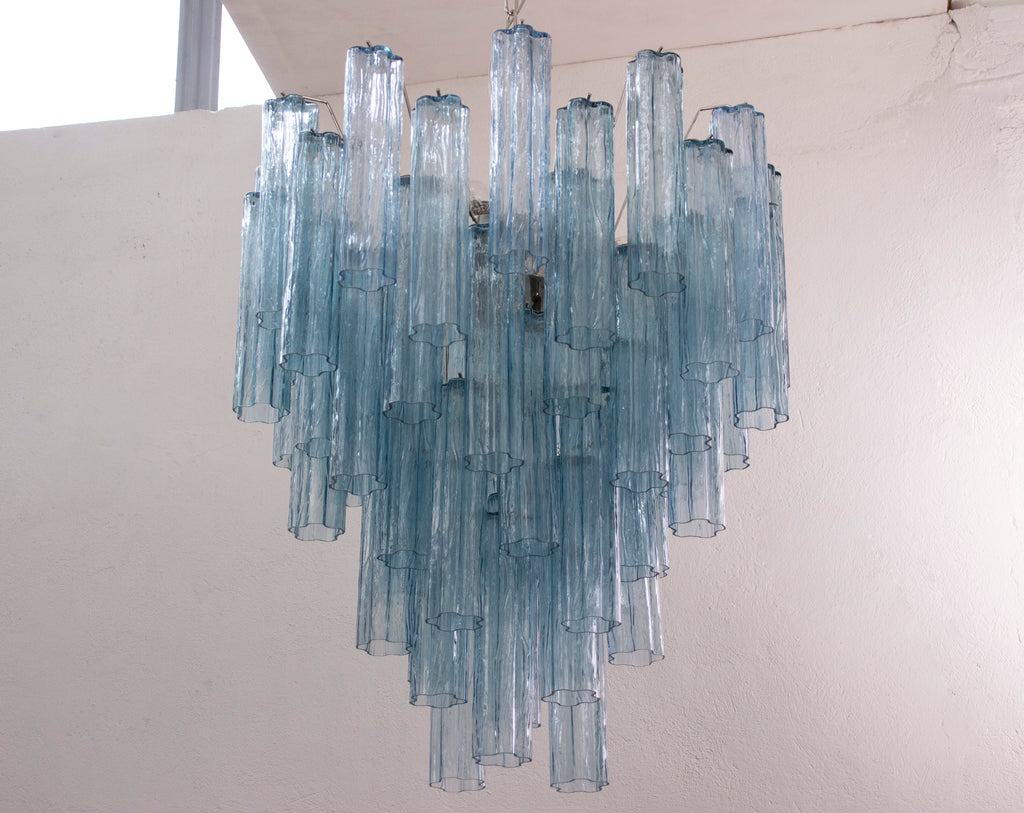 Glass suspension Murano Ø70 cm - Blue Trunks Hand-blown Italy - Mid-Century Modern