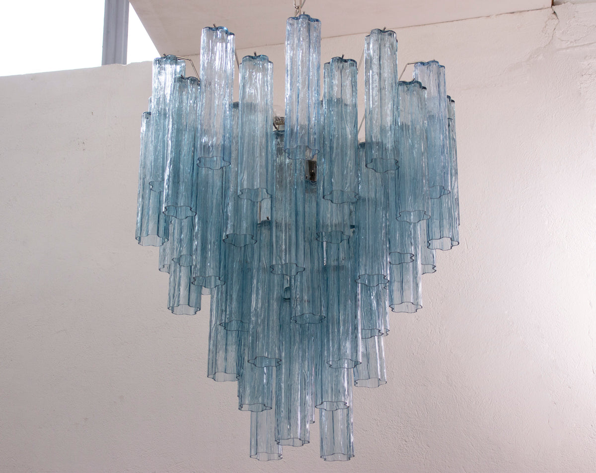 Glass suspension Murano Ø70 cm - Blue Trunks Hand-blown Italy - Mid-Century Modern