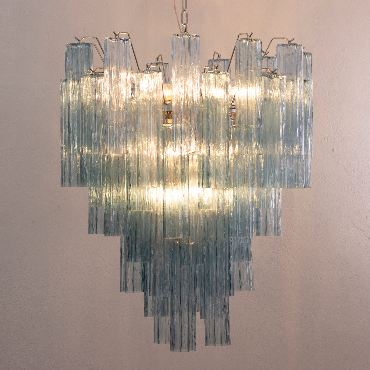 Glass suspension Murano Ø70 cm - Blue Trunks Hand-blown Italy - Mid-Century Modern