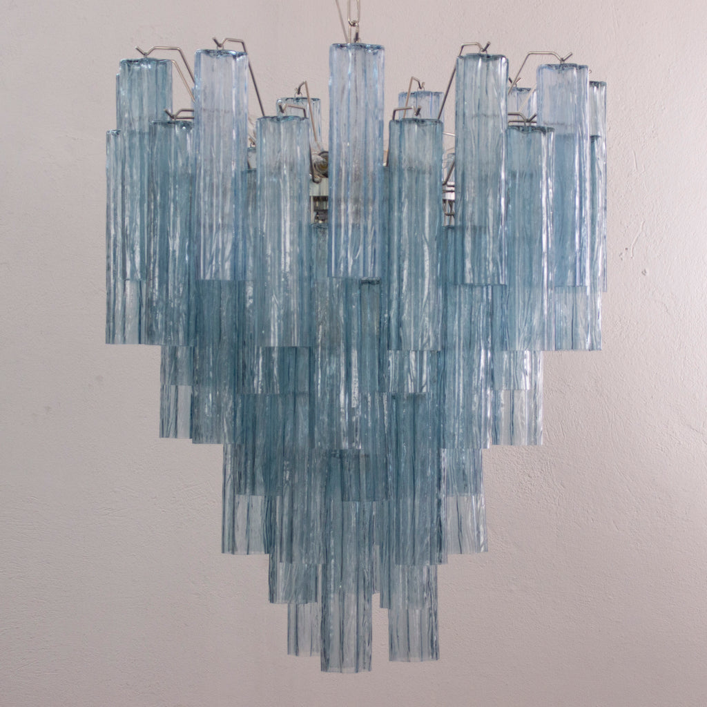 Glass suspension Murano Ø70 cm - Blue Trunks Hand-blown Italy - Mid-Century Modern