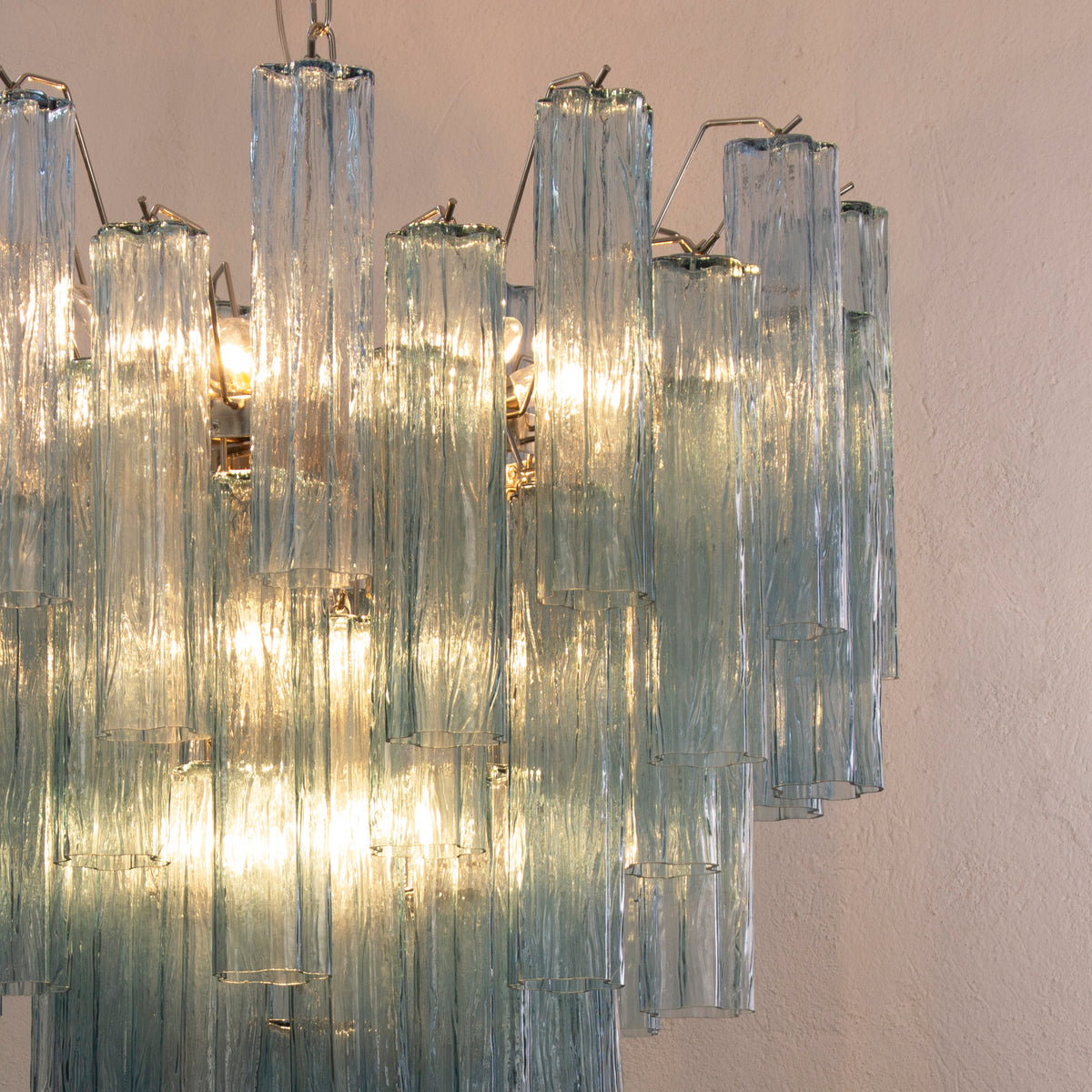 Glass suspension Murano Ø70 cm - Blue Trunks Hand-blown Italy - Mid-Century Modern