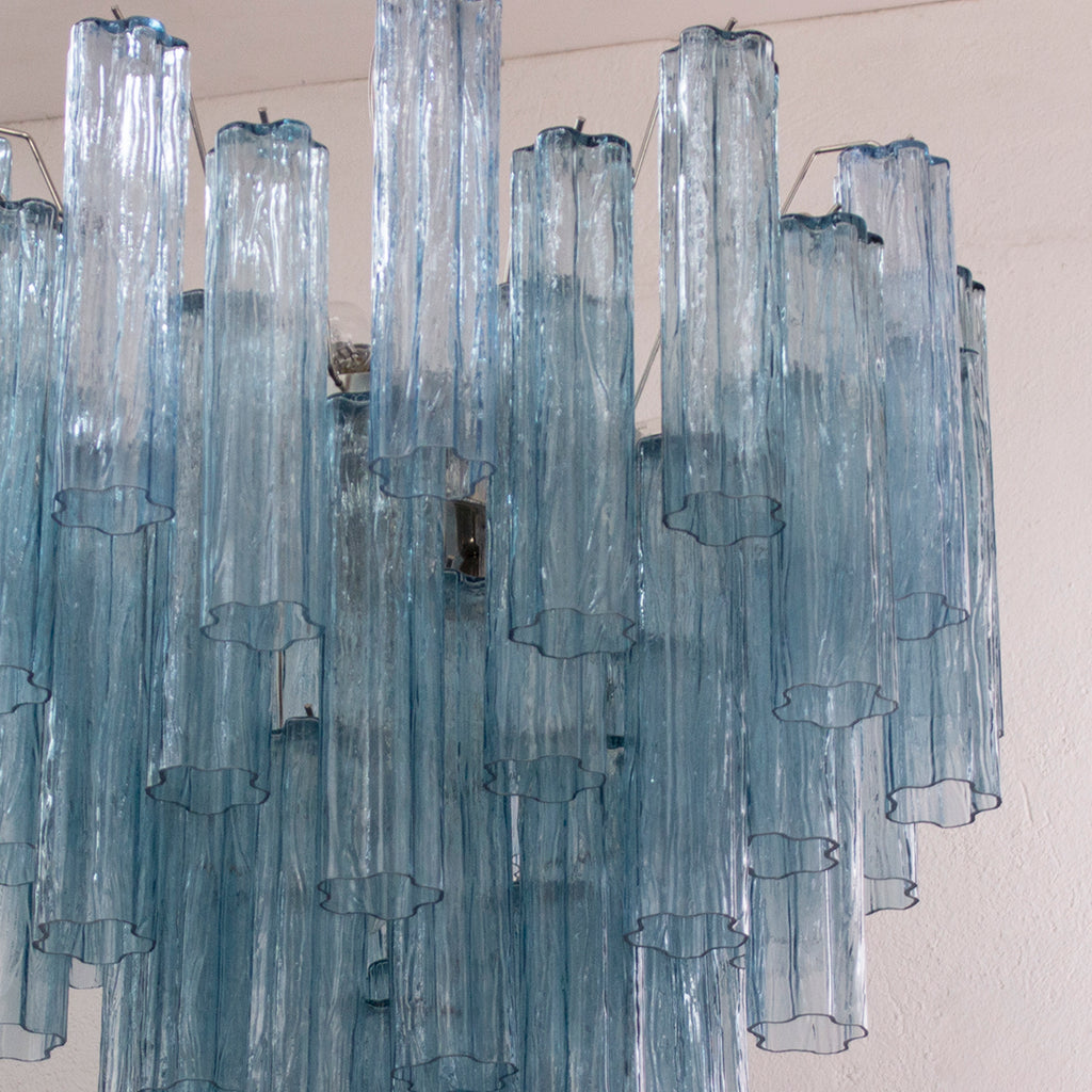Glass suspension Murano Ø70 cm - Blue Trunks Hand-blown Italy - Mid-Century Modern
