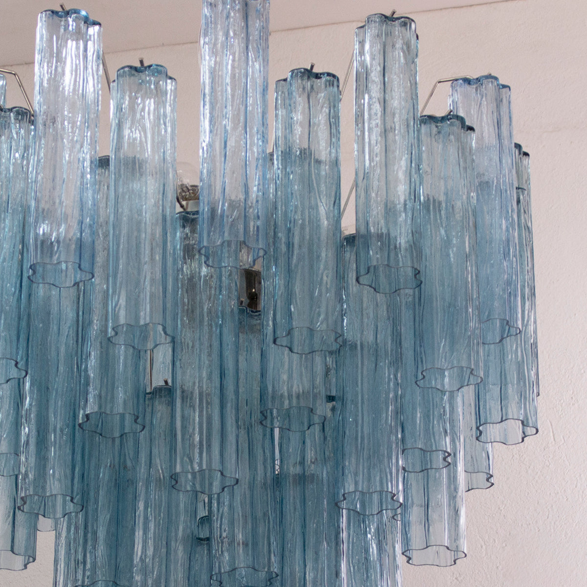 Glass suspension Murano Ø70 cm - Blue Trunks Hand-blown Italy - Mid-Century Modern