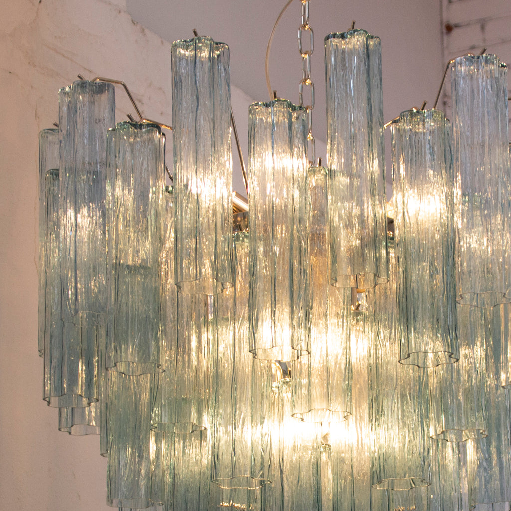 Glass suspension Murano Ø70 cm - Blue Trunks Hand-blown Italy - Mid-Century Modern