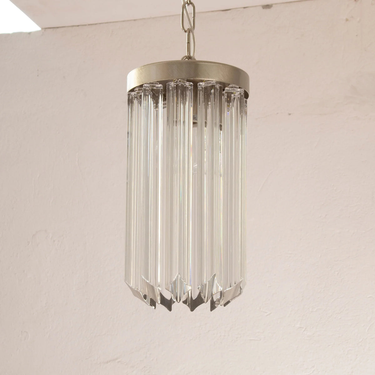 Clear Quadriedri Murano glass pendant light, unlit