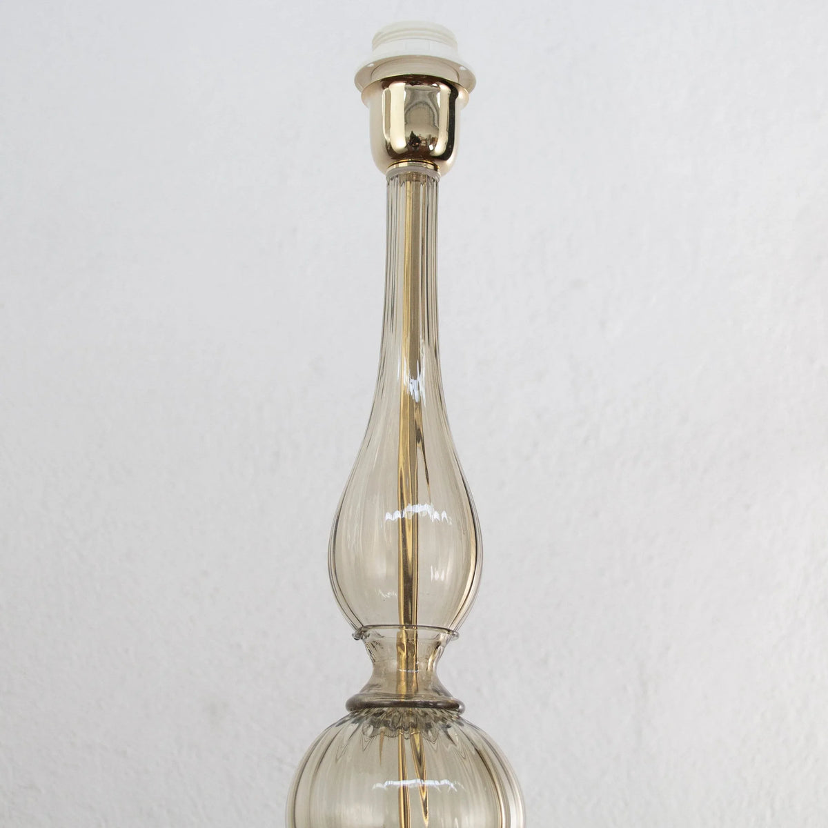Grey Murano glass table lamp base — upper glass stem and bulb holder
