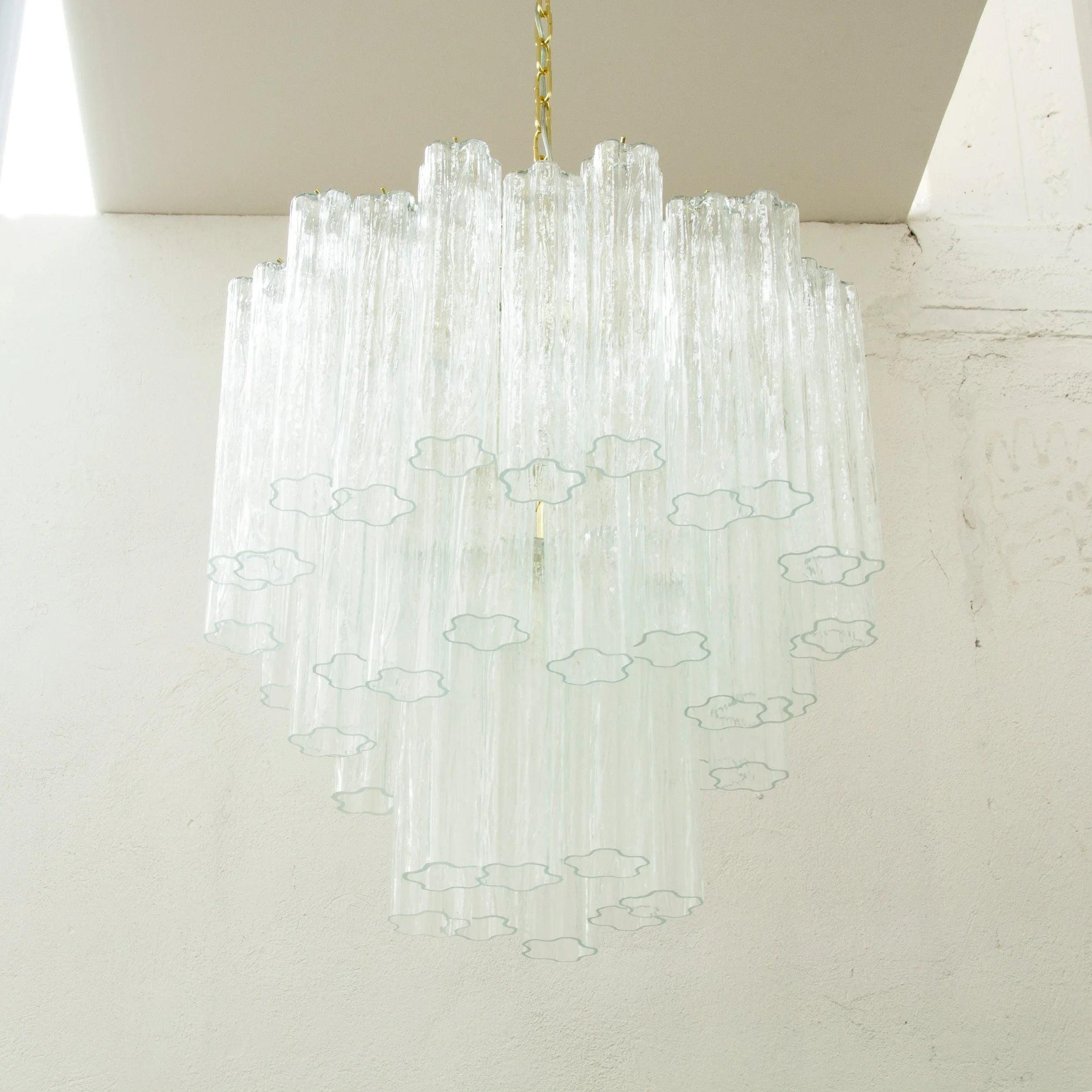 Murano Glass Chandelier, Vintage Style Italian Lighting, Tronchi Design - SoloCoseBelle