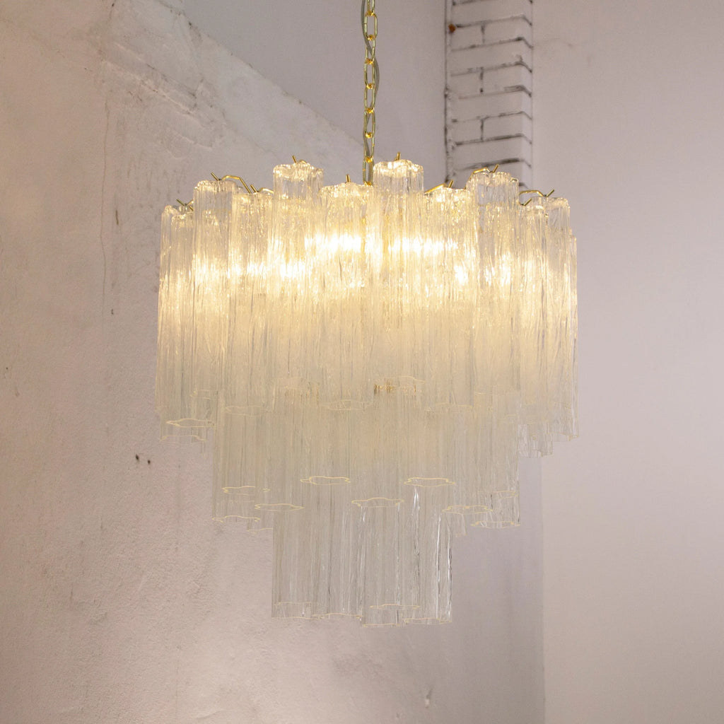 Murano Glass Chandelier, Vintage Style Italian Lighting, Tronchi Design - SoloCoseBelle