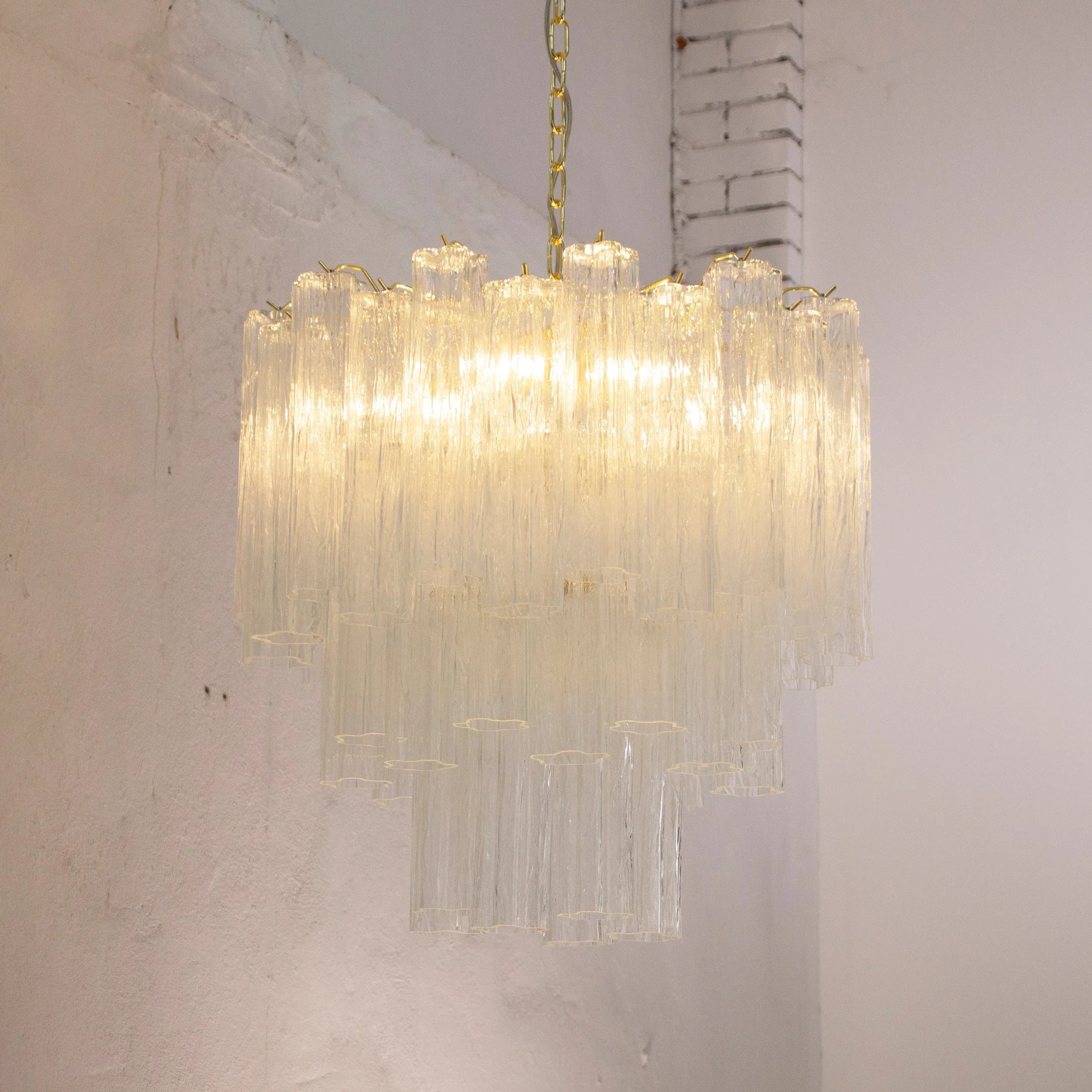 Murano Glass Chandelier, Vintage Style Italian Lighting, Tronchi Design - SoloCoseBelle
