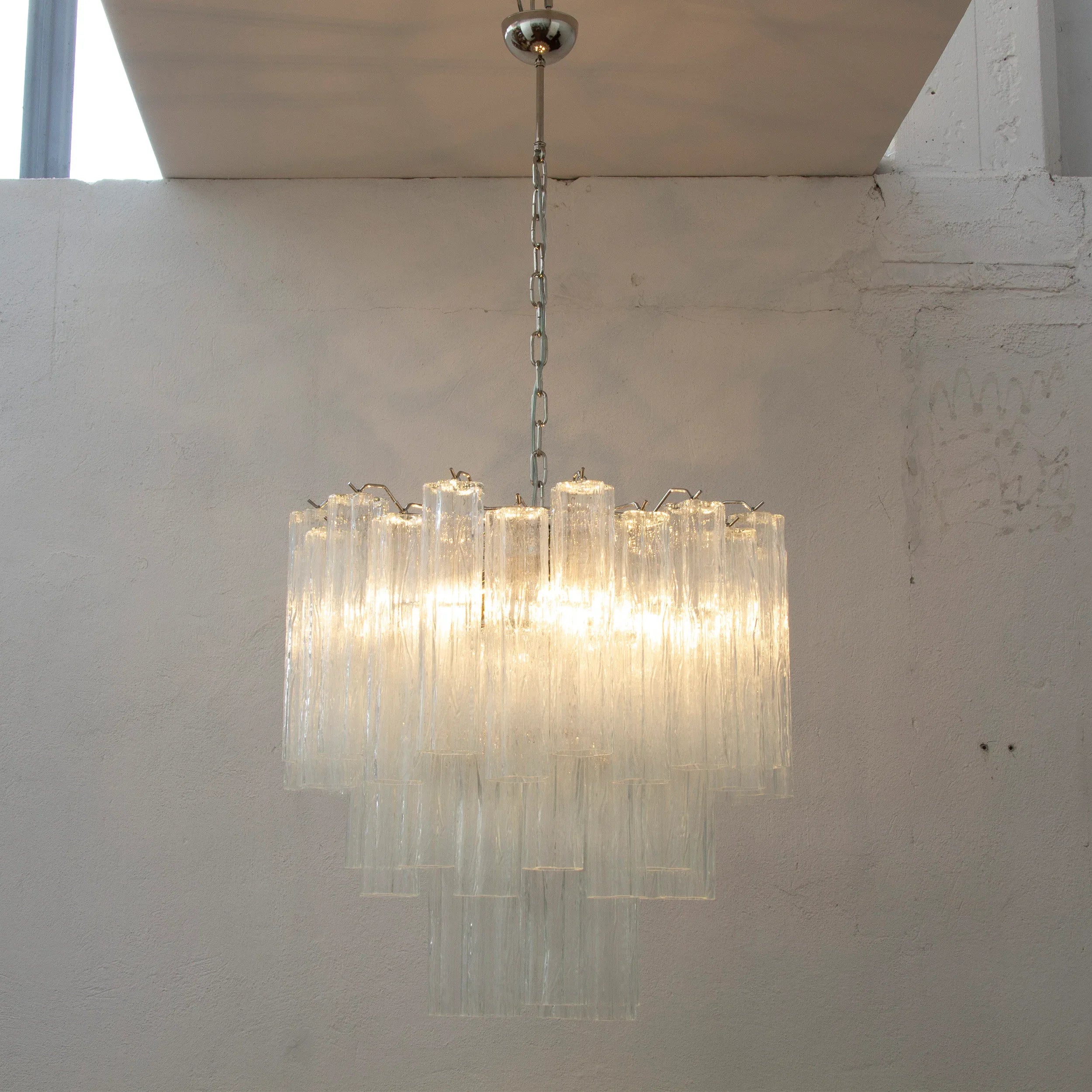 Murano Glass Chandelier, Vintage Style Italian Lighting, Tronchi Design - SoloCoseBelle