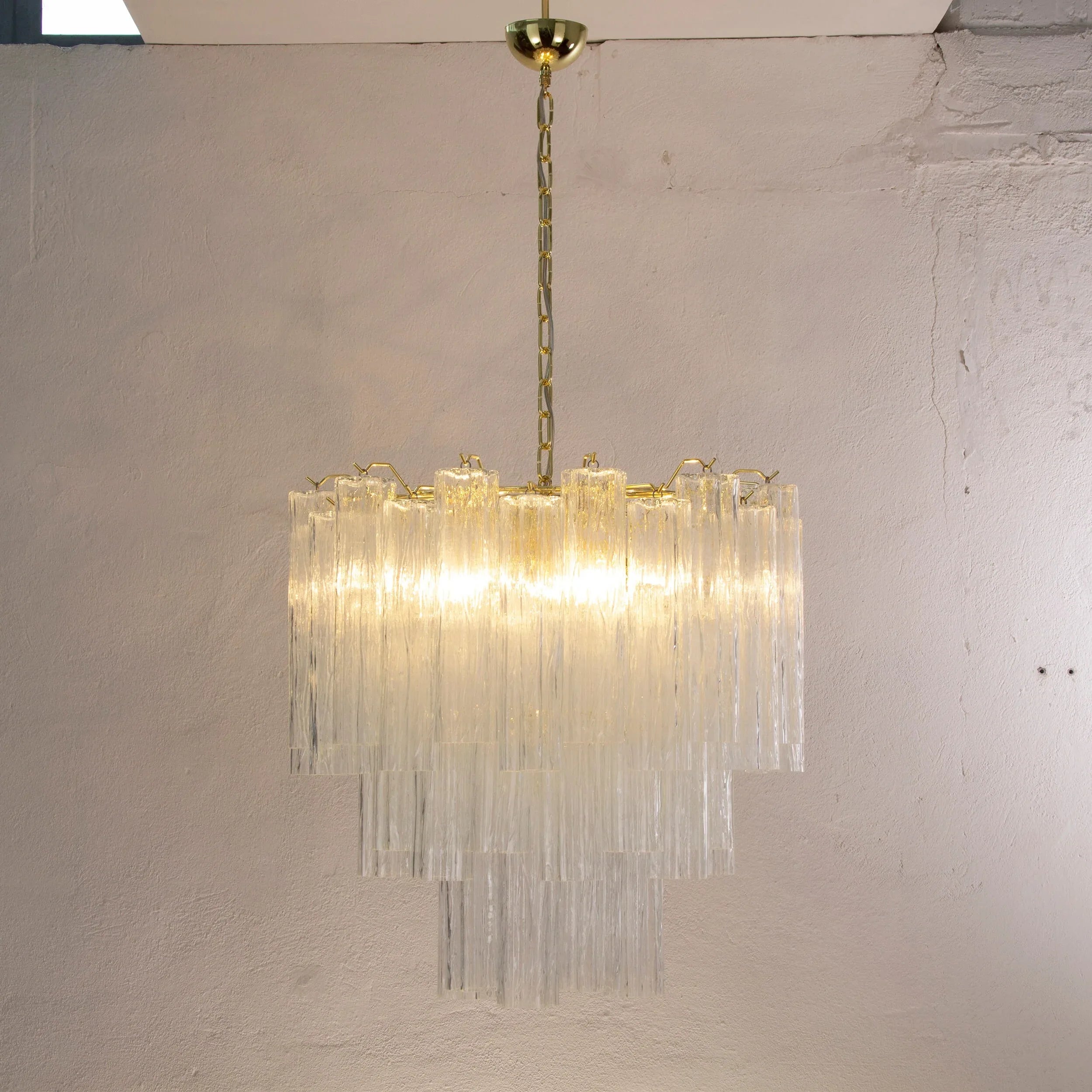Murano Glass Chandelier, Vintage Style Italian Lighting, Tronchi Design - SoloCoseBelle