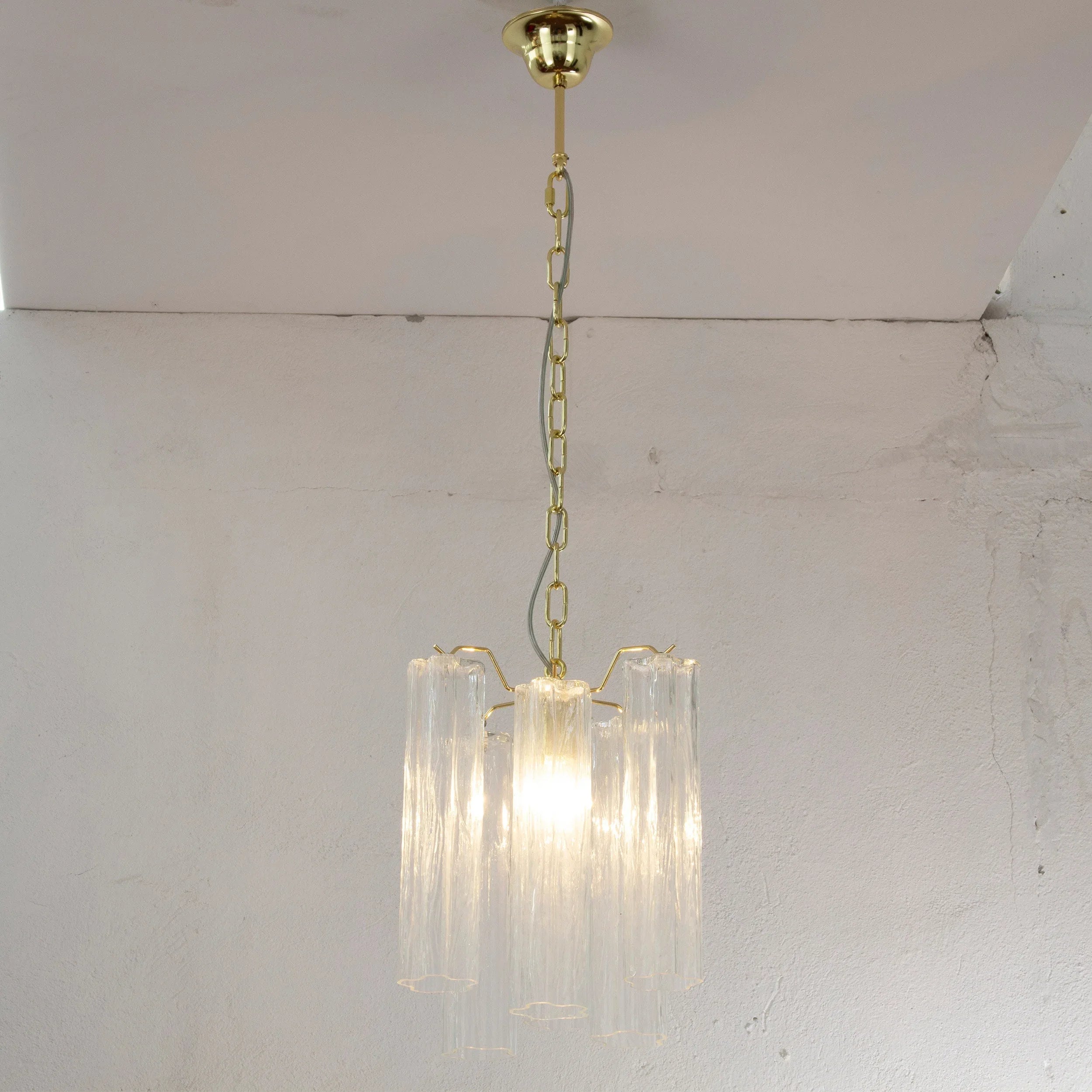 Suspension lamp Made in Italy Tronchi in clear Murano glass 24 cm diameter - SoloCoseBelle