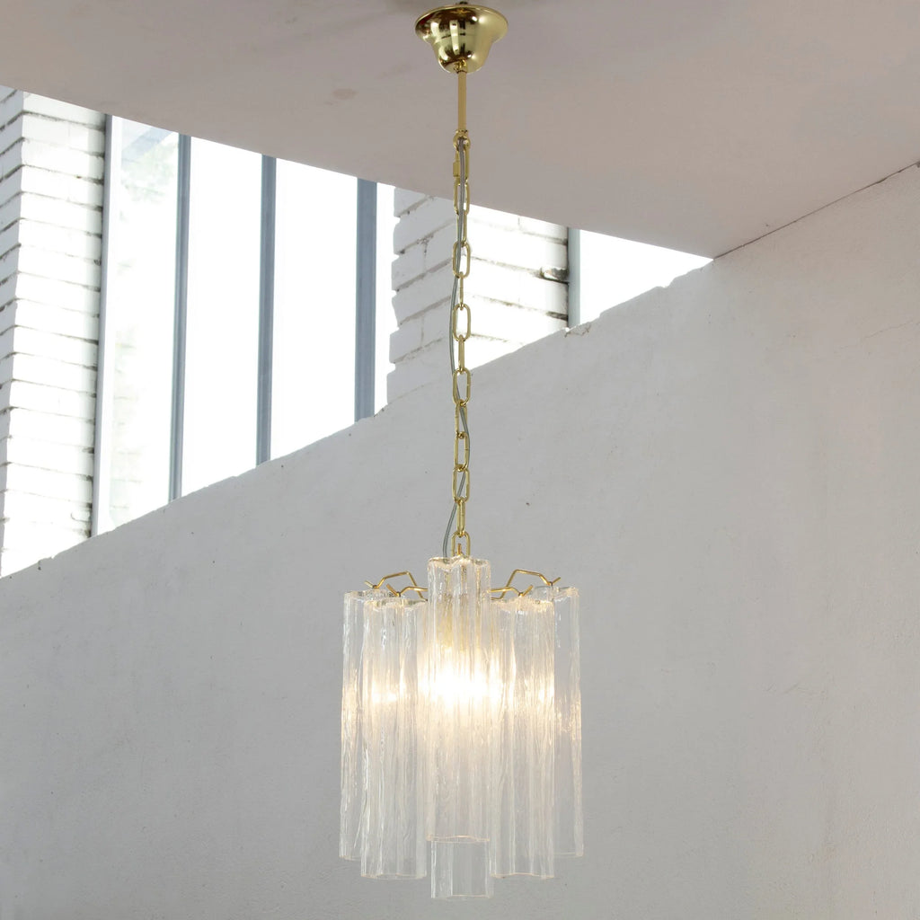 Suspension lamp Made in Italy Tronchi in clear Murano glass 24 cm diameter - SoloCoseBelle