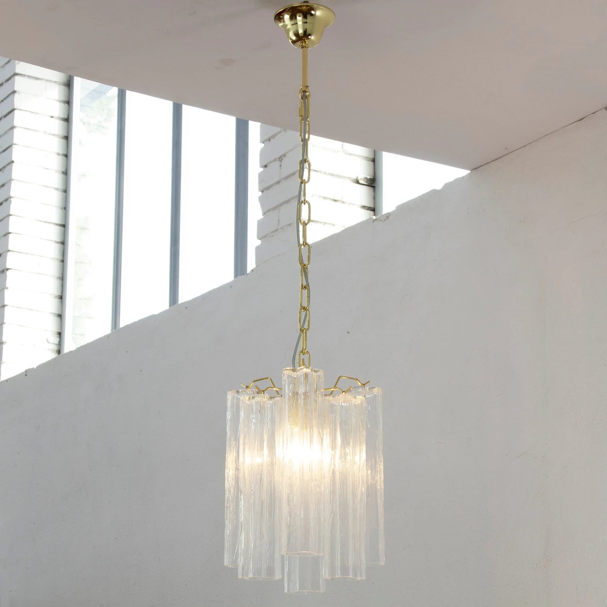 Suspension lamp Made in Italy Tronchi in clear Murano glass 24 cm diameter - SoloCoseBelle