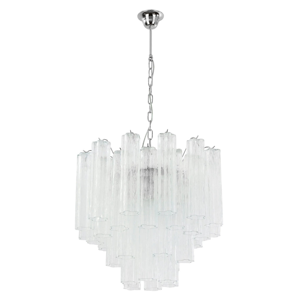 Murano Glass Chandelier, Italian Tronchi Design, Clear Glass - SoloCoseBelle