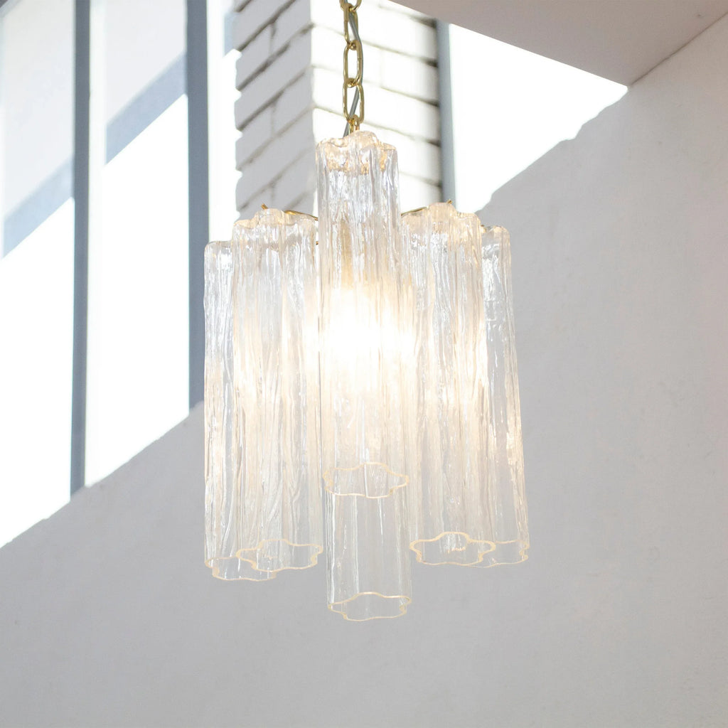 Suspension lamp Made in Italy Tronchi in clear Murano glass 24 cm diameter - SoloCoseBelle