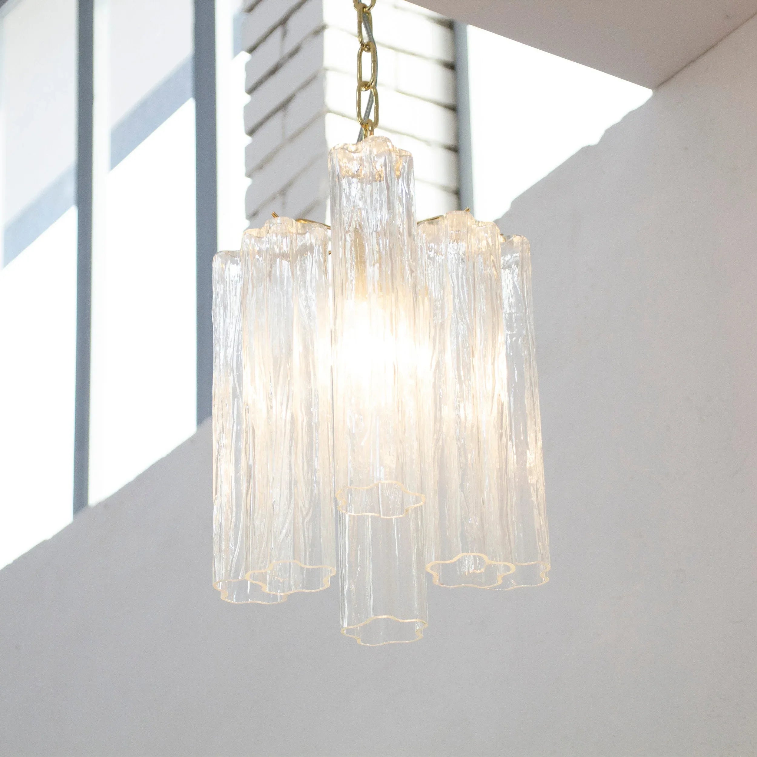 Suspension lamp Made in Italy Tronchi in clear Murano glass 24 cm diameter - SoloCoseBelle