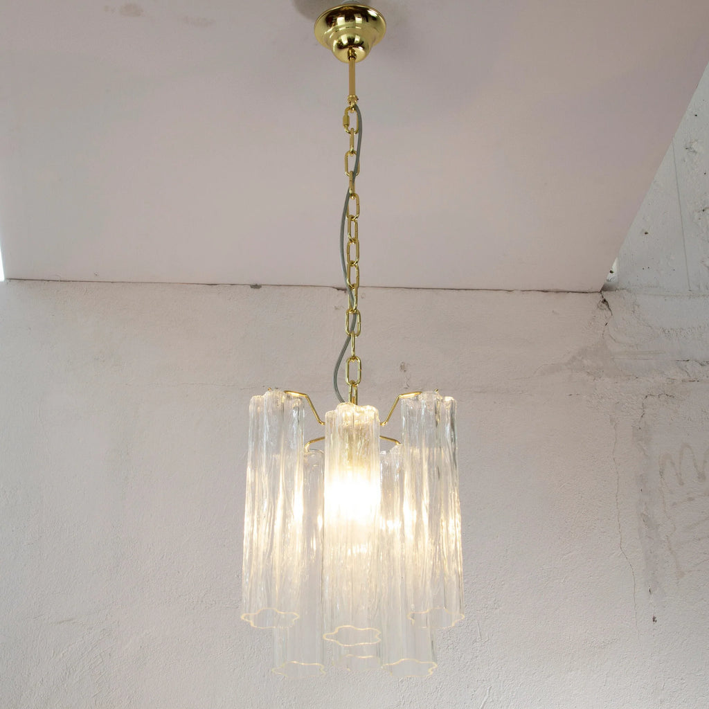 Suspension lamp Made in Italy Tronchi in clear Murano glass 24 cm diameter - SoloCoseBelle