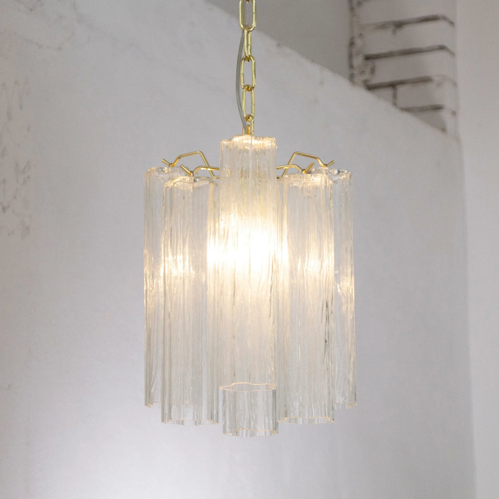 Suspension lamp Made in Italy Tronchi in clear Murano glass 24 cm diameter - SoloCoseBelle