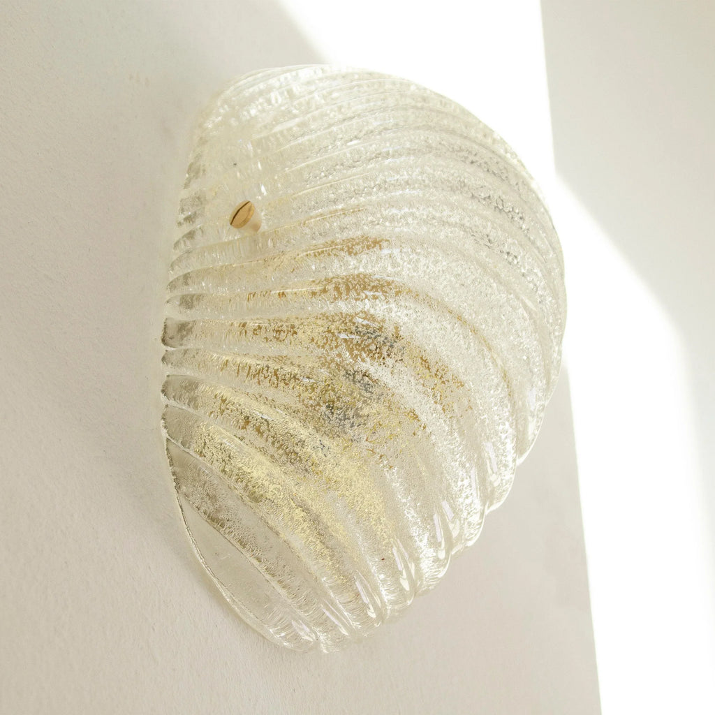 Set of 2 Clear Murano glass shell wall sconce, Made in Italy lighting - SoloCoseBelle