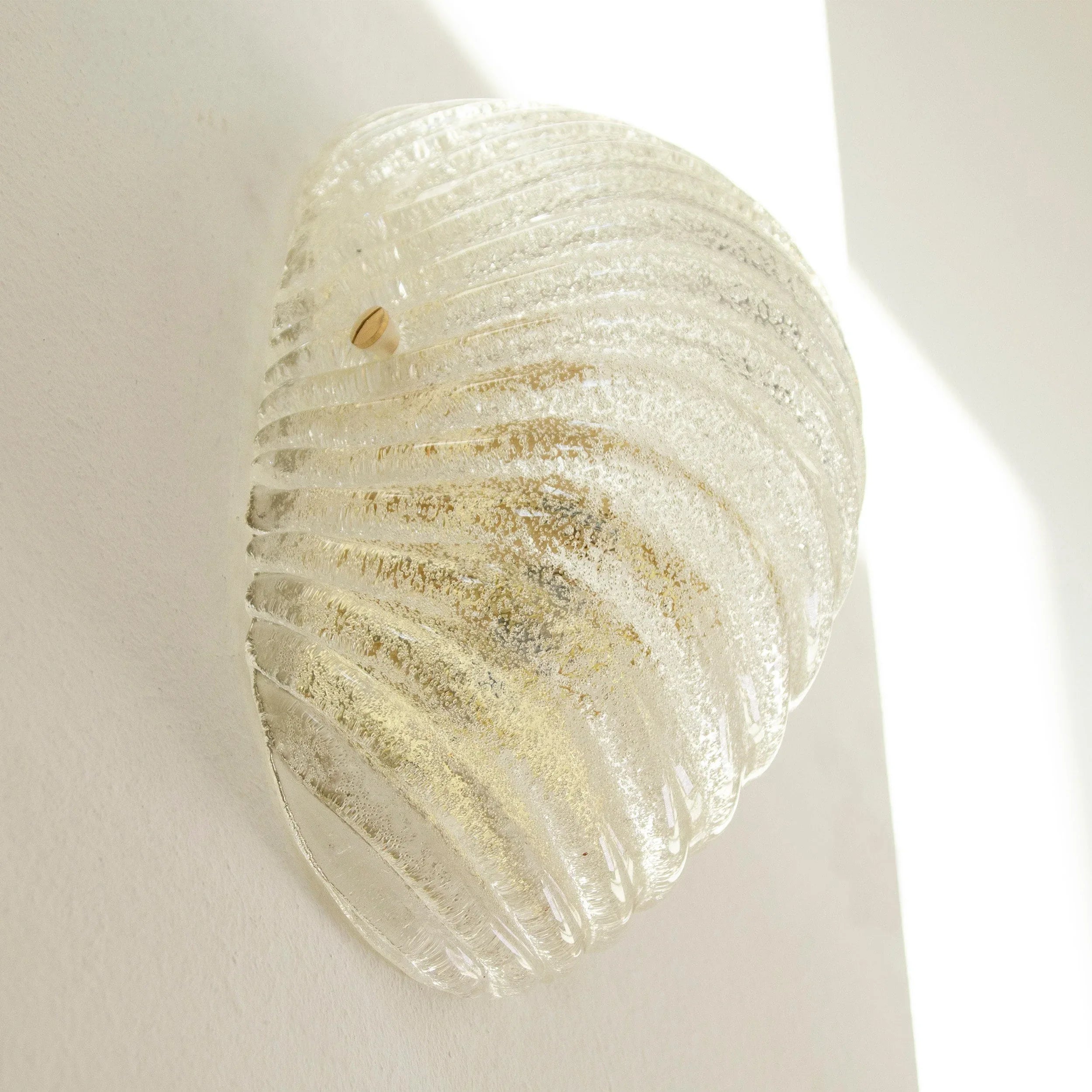Set of 2 Clear Murano glass shell wall sconce, Made in Italy lighting - SoloCoseBelle