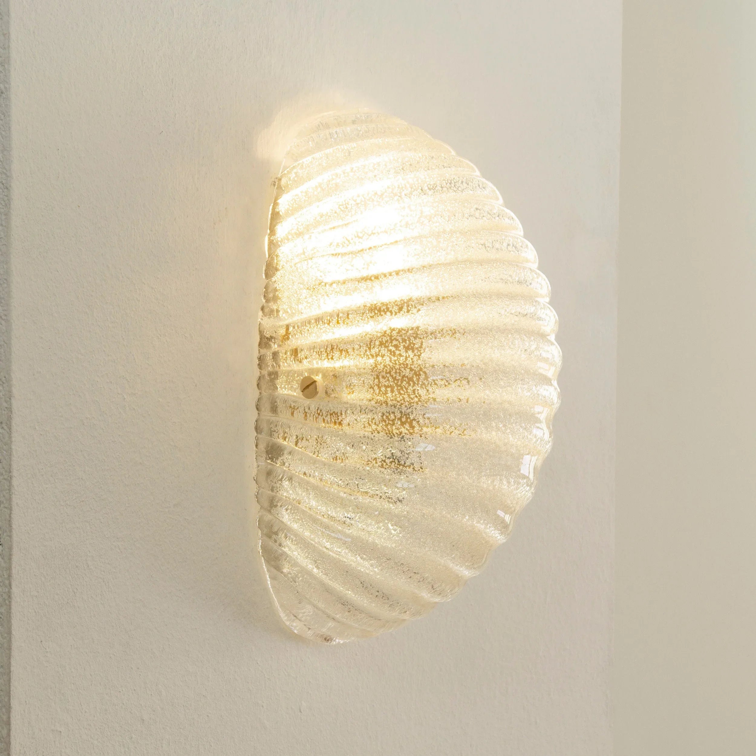 Set of 2 Clear Murano glass shell wall sconce, Made in Italy lighting - SoloCoseBelle