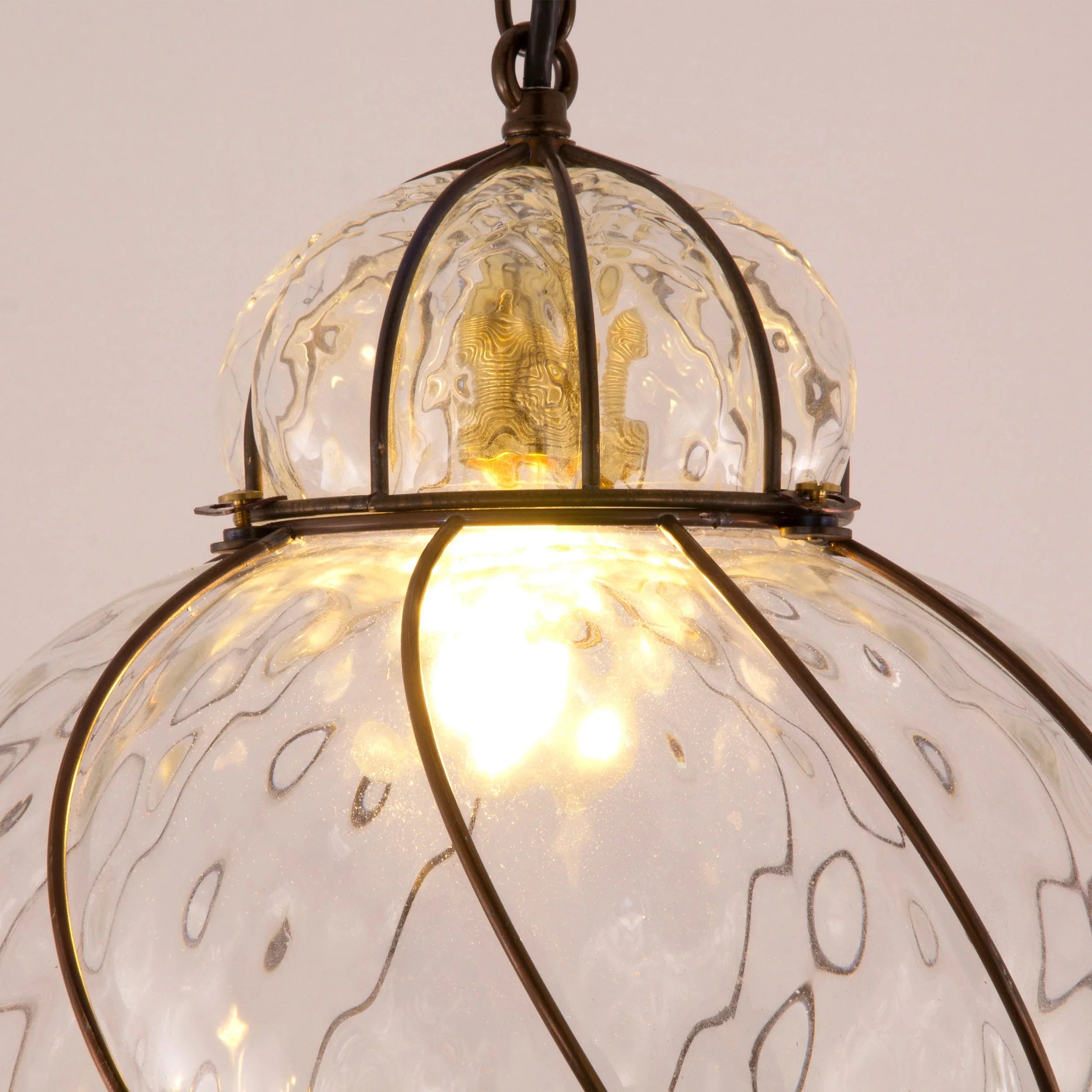Large Clear color blown Murano glass lantern lamp, Made in Italy - SoloCoseBelle
