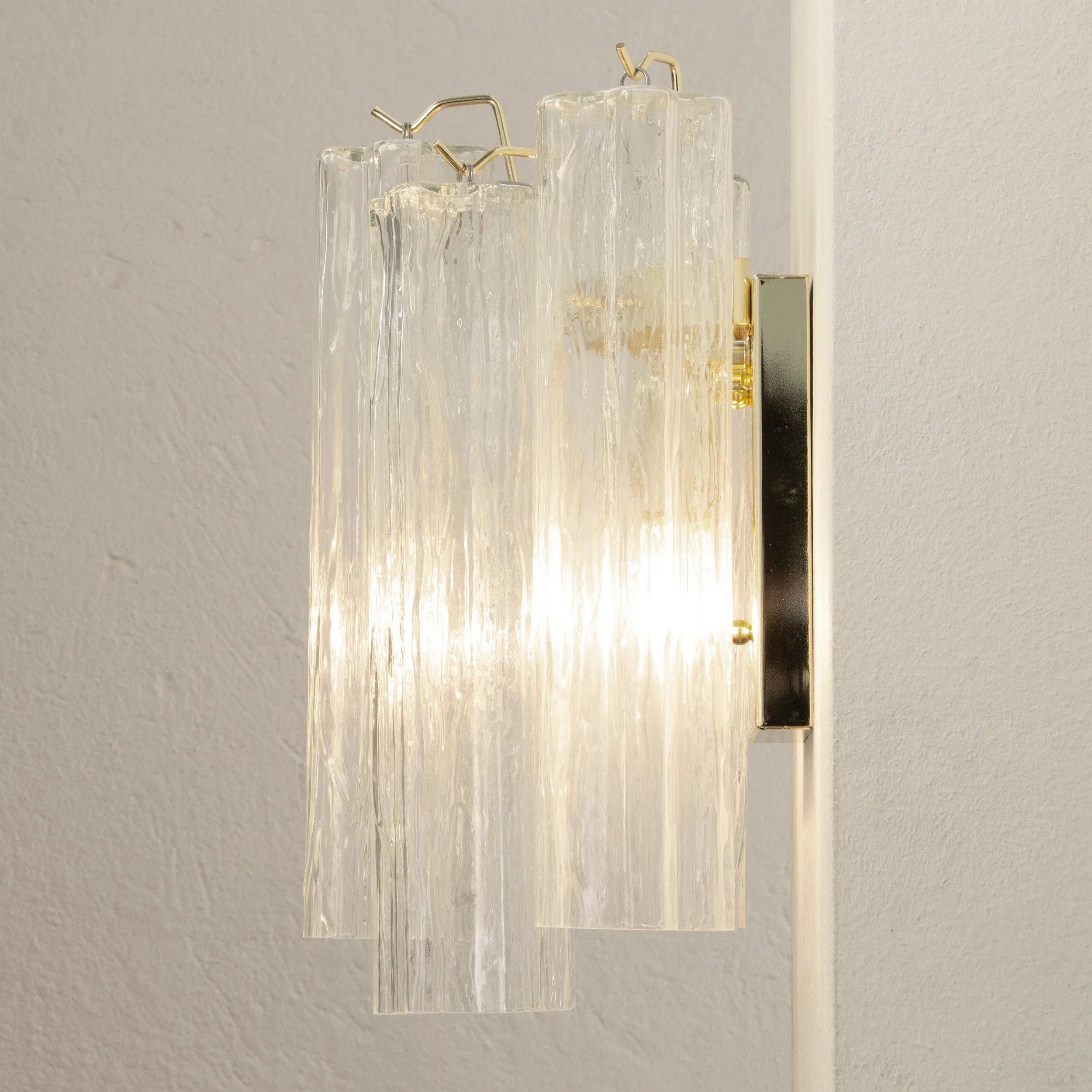 Murano Glass Wall Sconce, Vintage Italian Style, Crystal Trunk - SoloCoseBelle