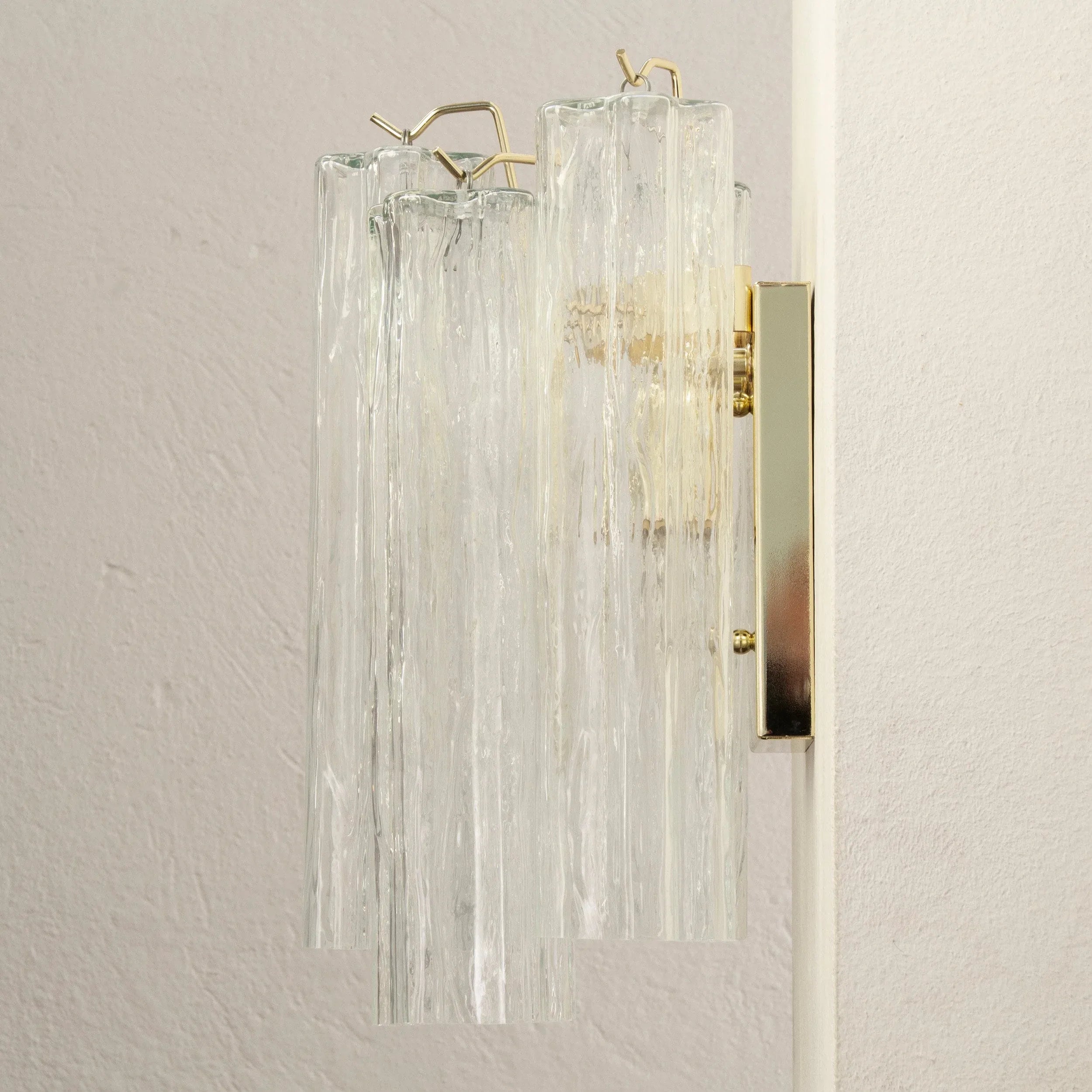 Murano Glass Wall Sconce, Vintage Italian Style, Crystal Trunk - SoloCoseBelle