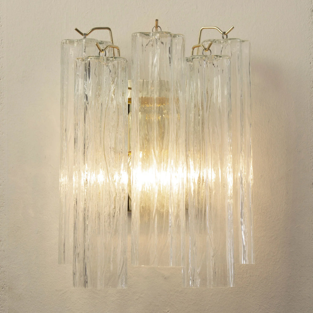 Murano Glass Wall Sconce, Vintage Italian Style, Crystal Trunk - SoloCoseBelle