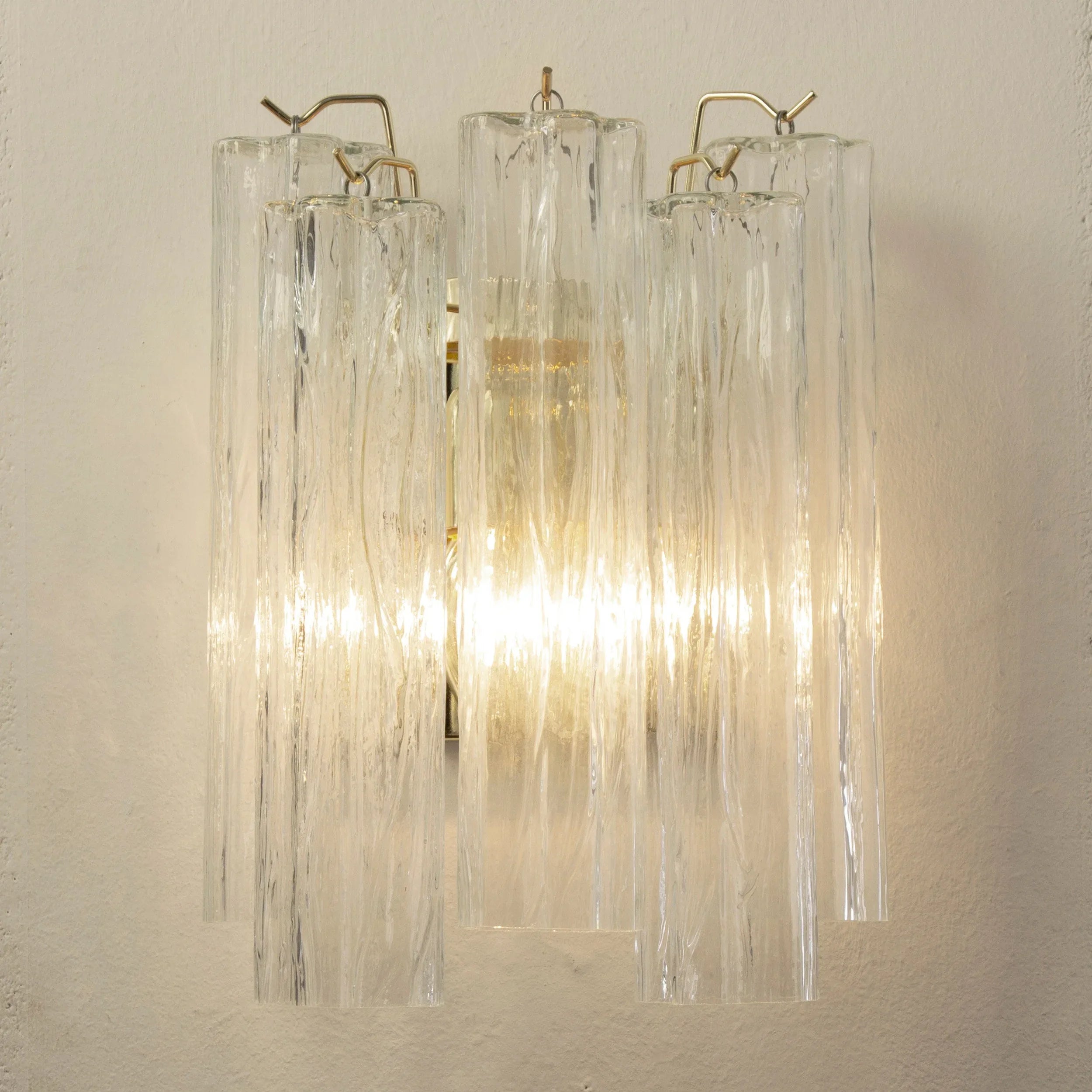 Murano Glass Wall Sconce, Vintage Italian Style, Crystal Trunk - SoloCoseBelle