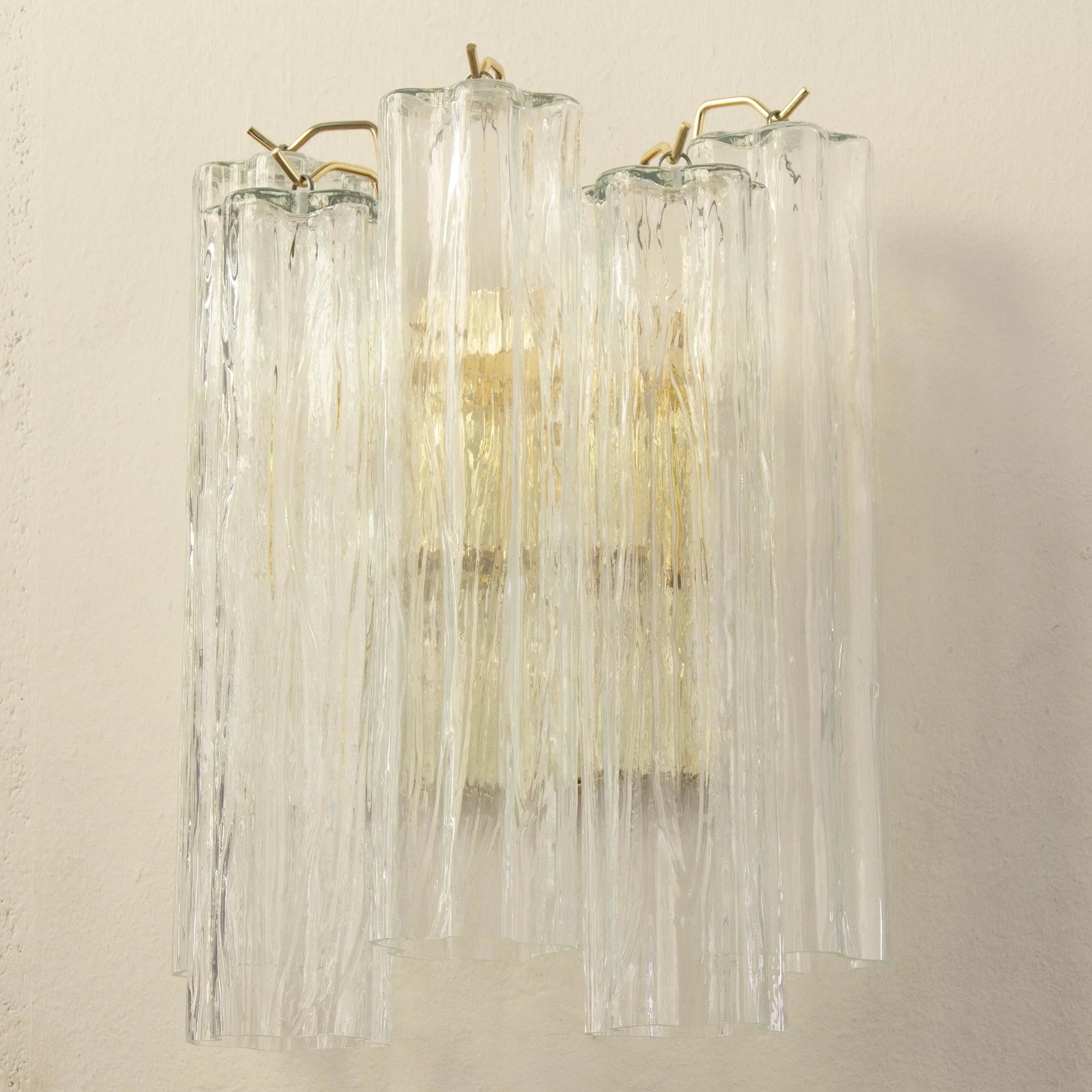 Murano Glass Wall Sconce, Vintage Italian Style, Crystal Trunk - SoloCoseBelle