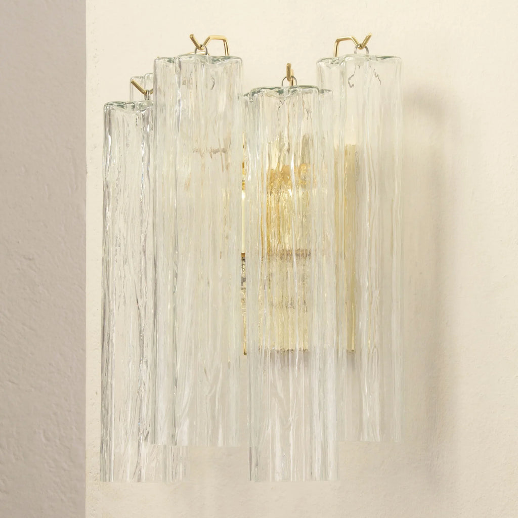Murano Glass Wall Sconce, Vintage Italian Style, Crystal Trunk - SoloCoseBelle
