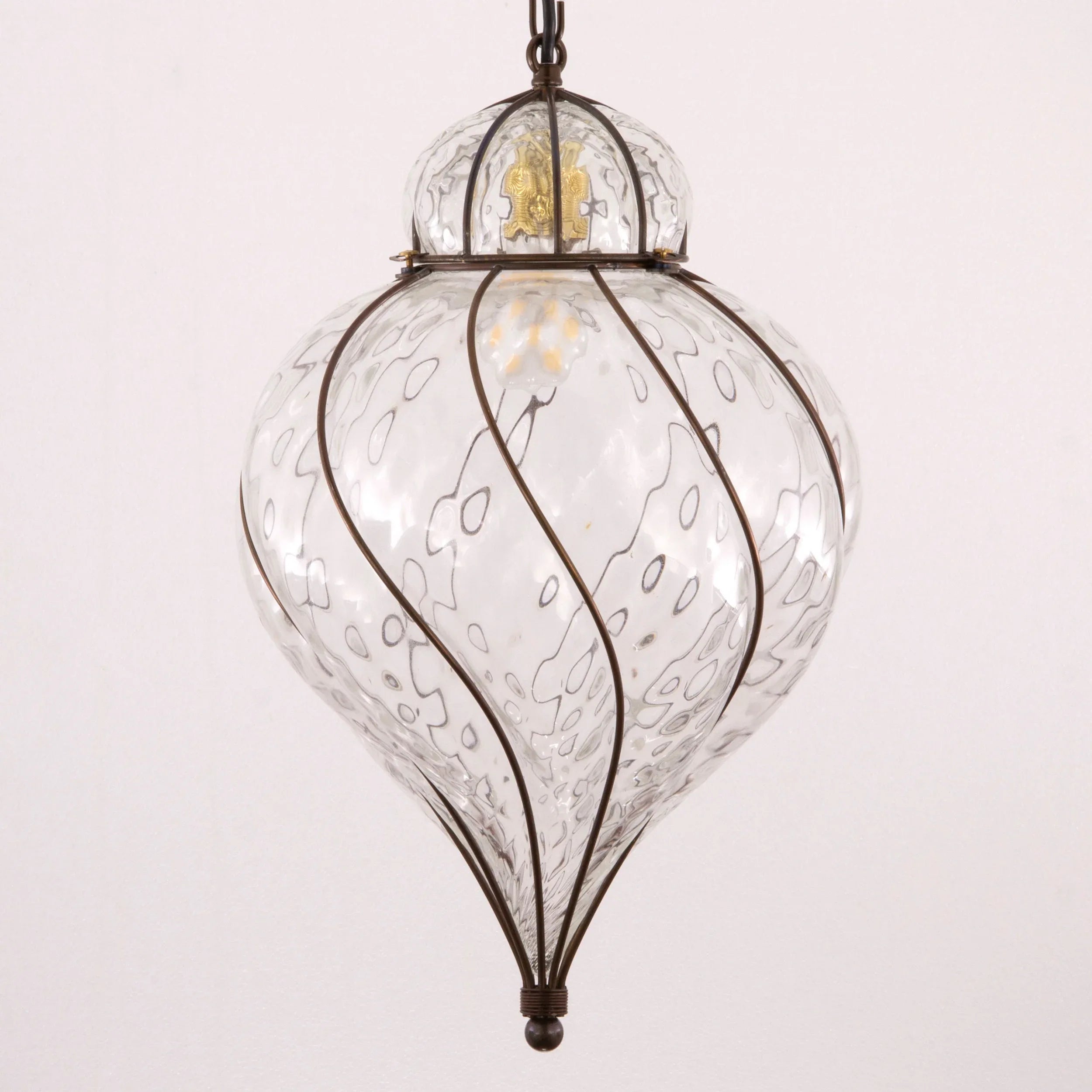 Large Clear color blown Murano glass lantern lamp, Made in Italy - SoloCoseBelle