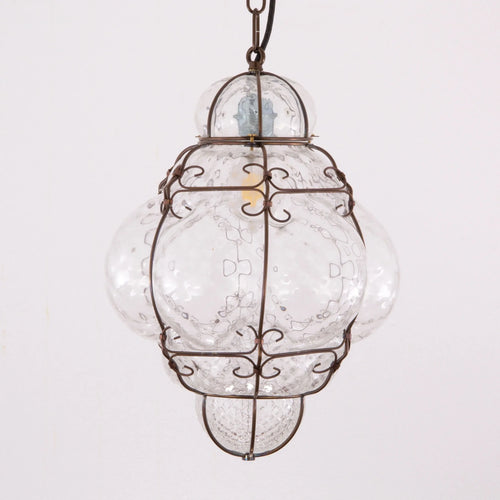 Lantern lamp in Murano blown glass Clear color, Made in Italy - SoloCoseBelle