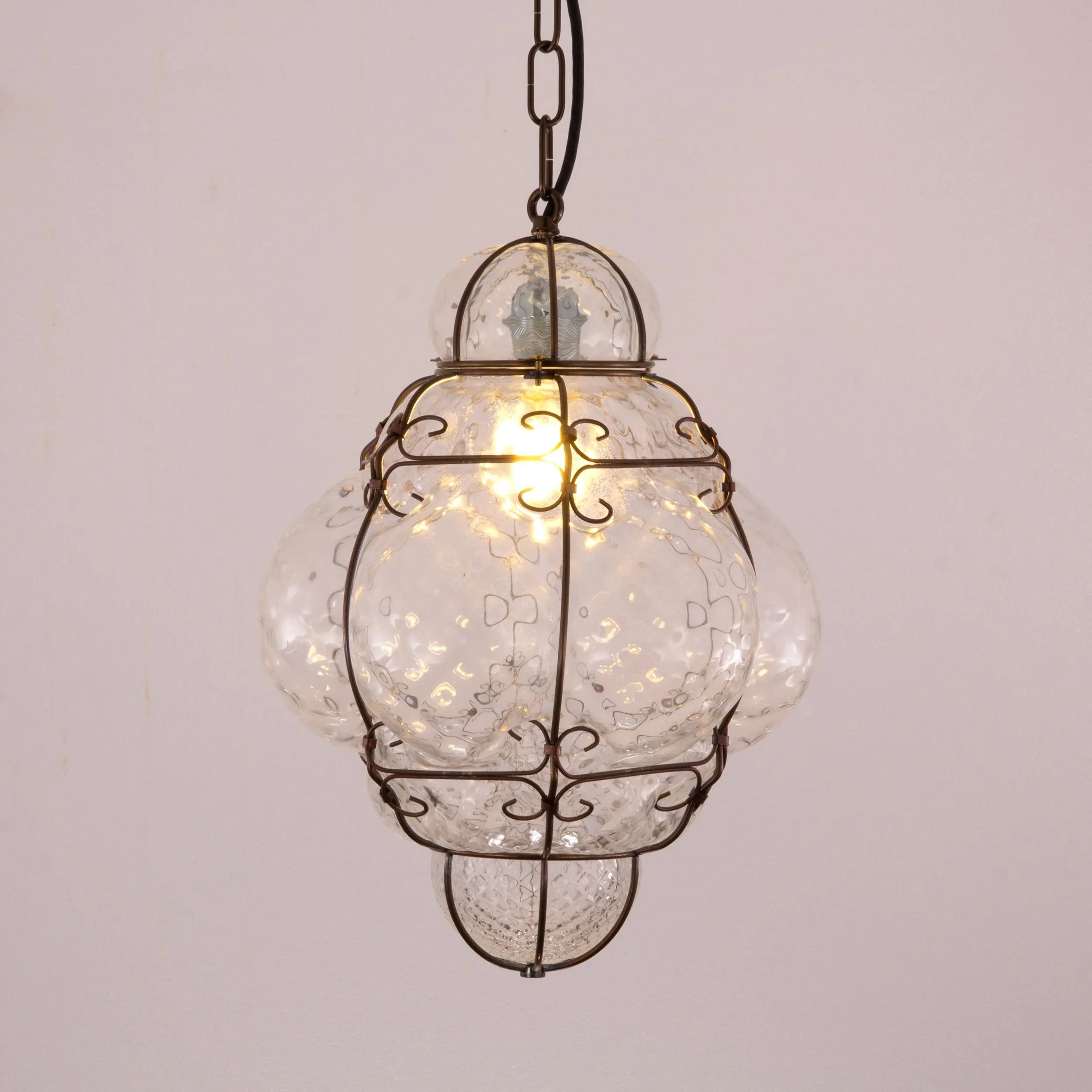 Lantern lamp in Murano blown glass Clear color, Made in Italy - SoloCoseBelle